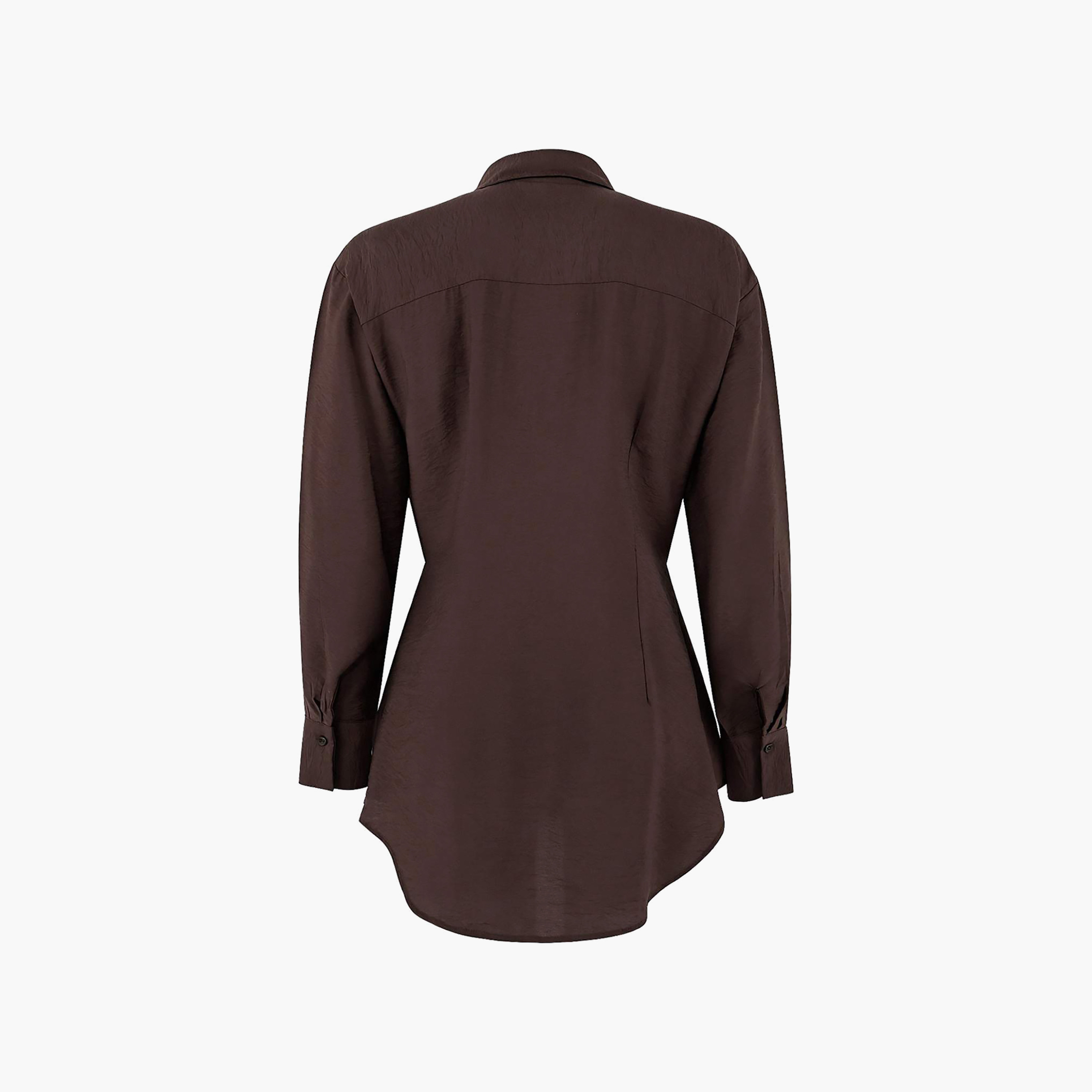 قميص حريمي محتشم بني بملمس مميز بياقة وأكمام منسدلة من ترينديول-women-clothing-shirtsandblouses-shirts-image-6