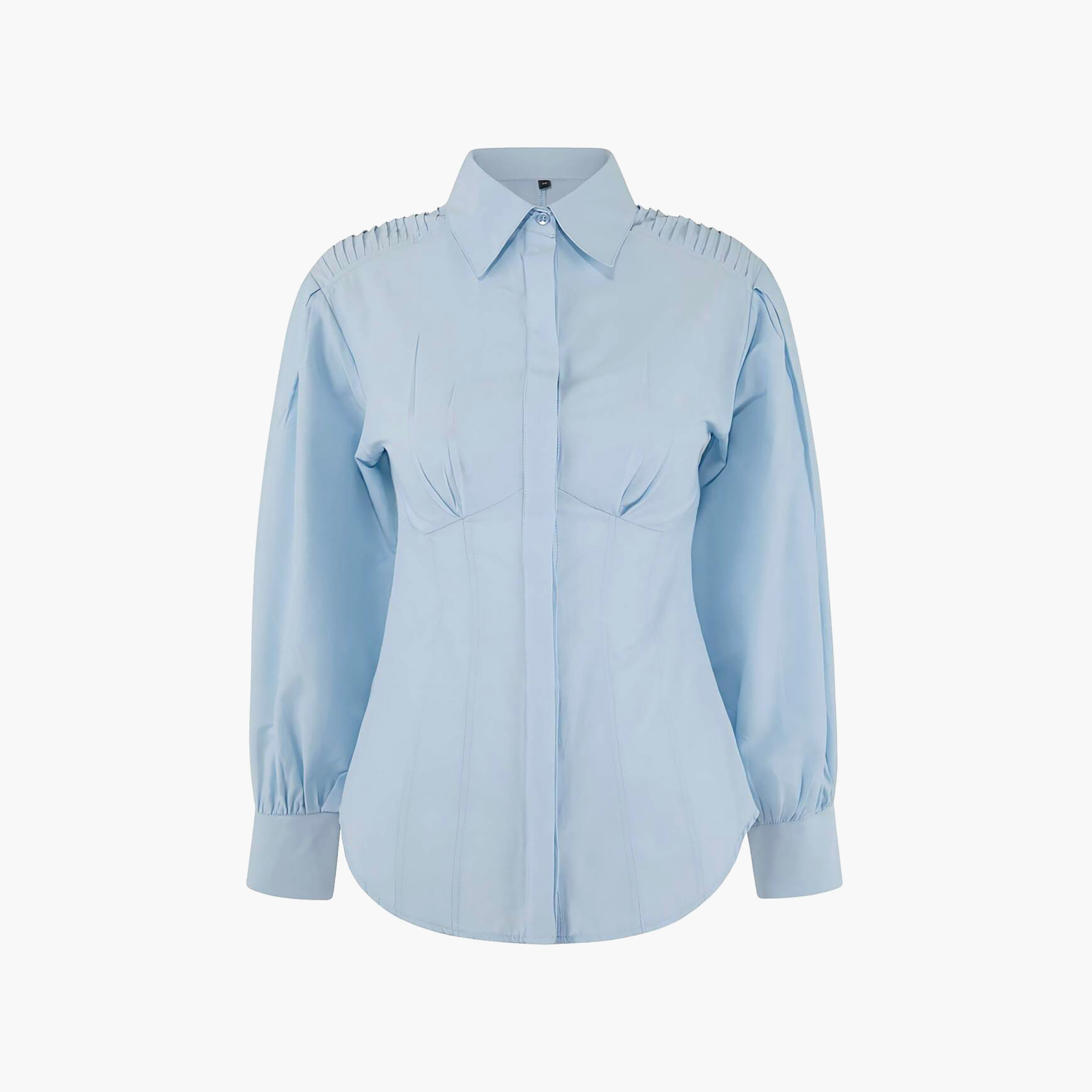 قميص حريمي محتشم بياقة مدببة وأكمام منتفخة من ترينديول-women-clothing-shirtsandblouses-shirts-image-4