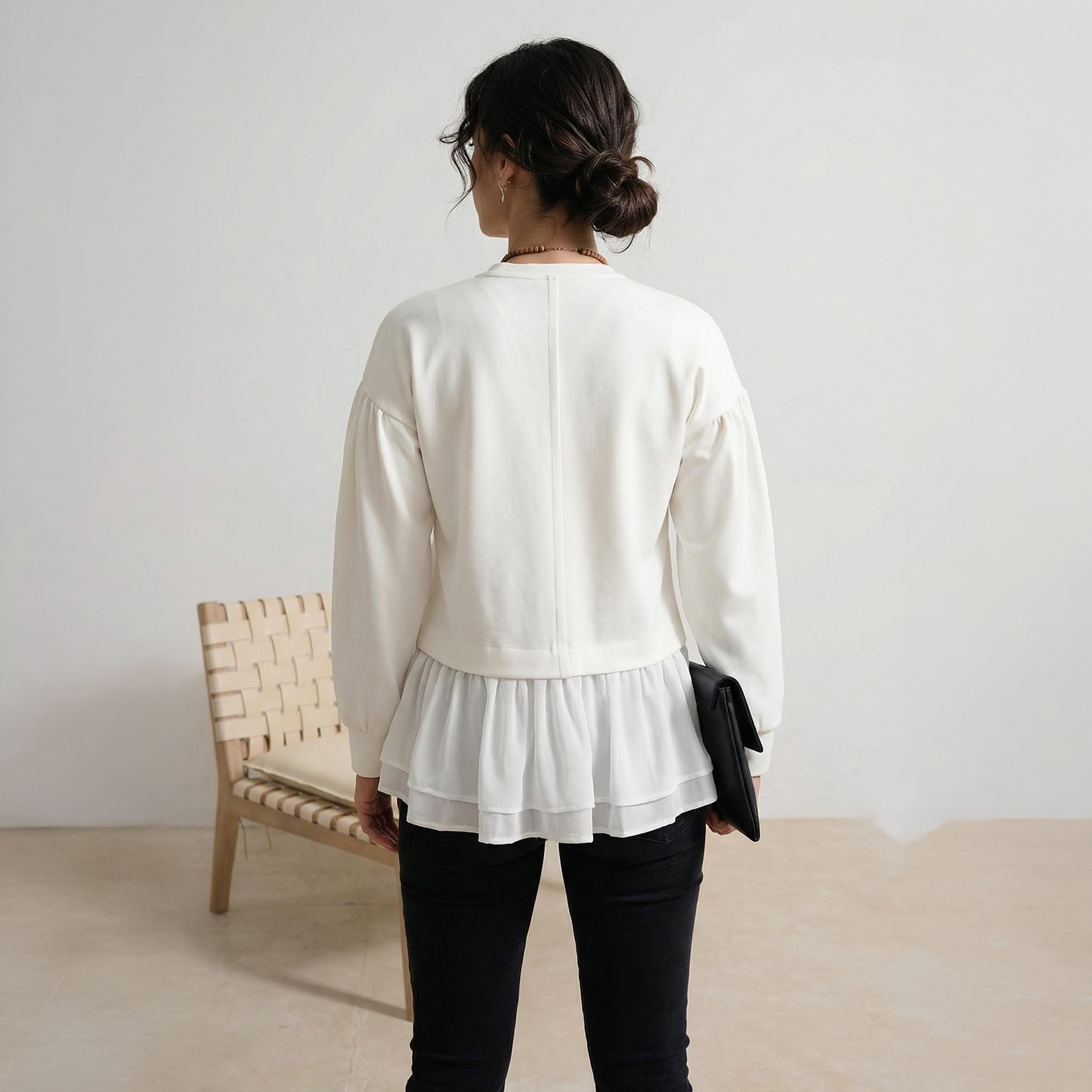 Trendyol Modest White Dropped Sleeves Women's Peplum Tunic-women-clothing-shirtsandblouses-blouses-image-3
