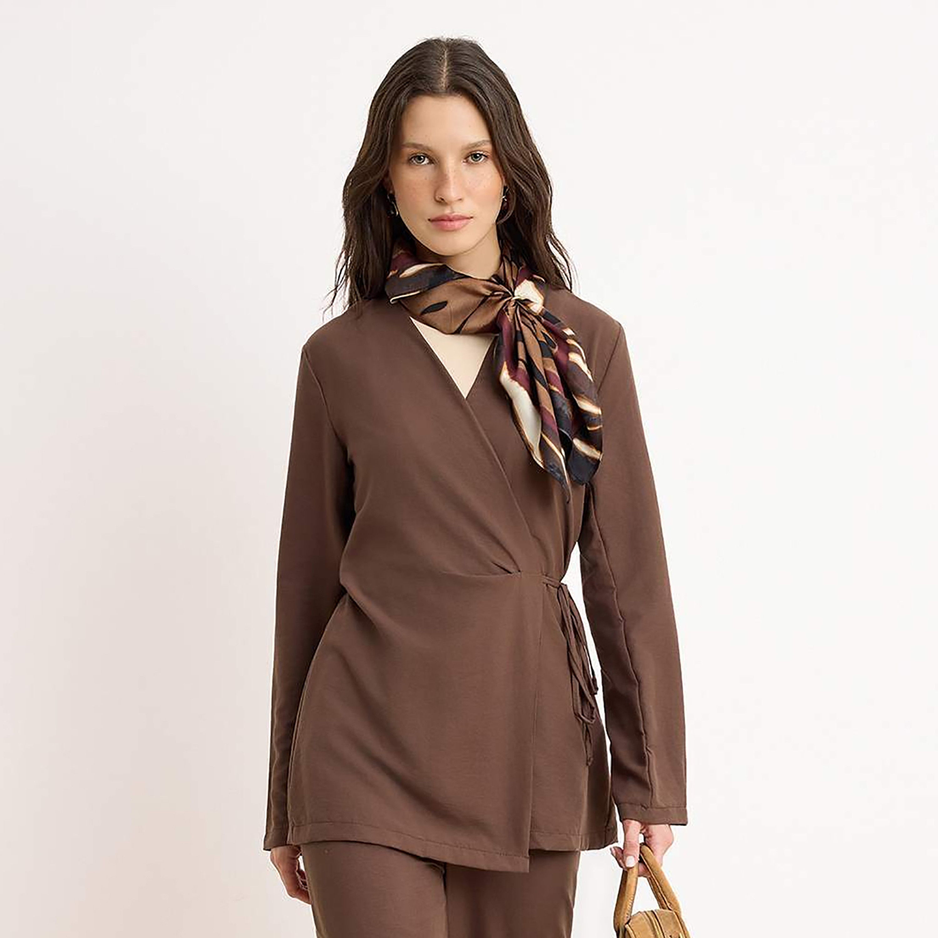 Trendyol Modest Brown Women's Tunic & Trousers Set-women-clothing-coordsets-image-3