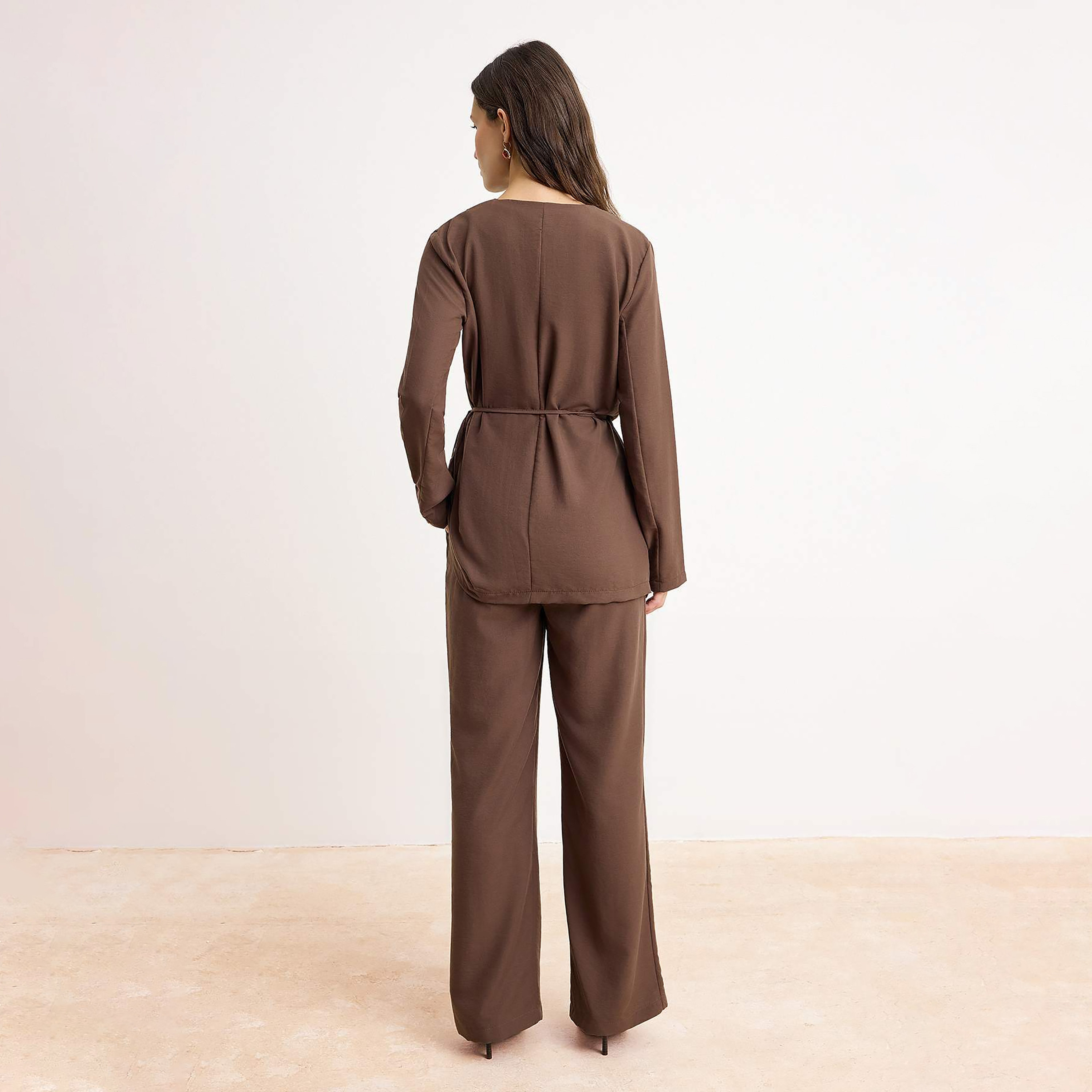 Trendyol Modest Brown Women's Tunic & Trousers Set-women-clothing-coordsets-image-5