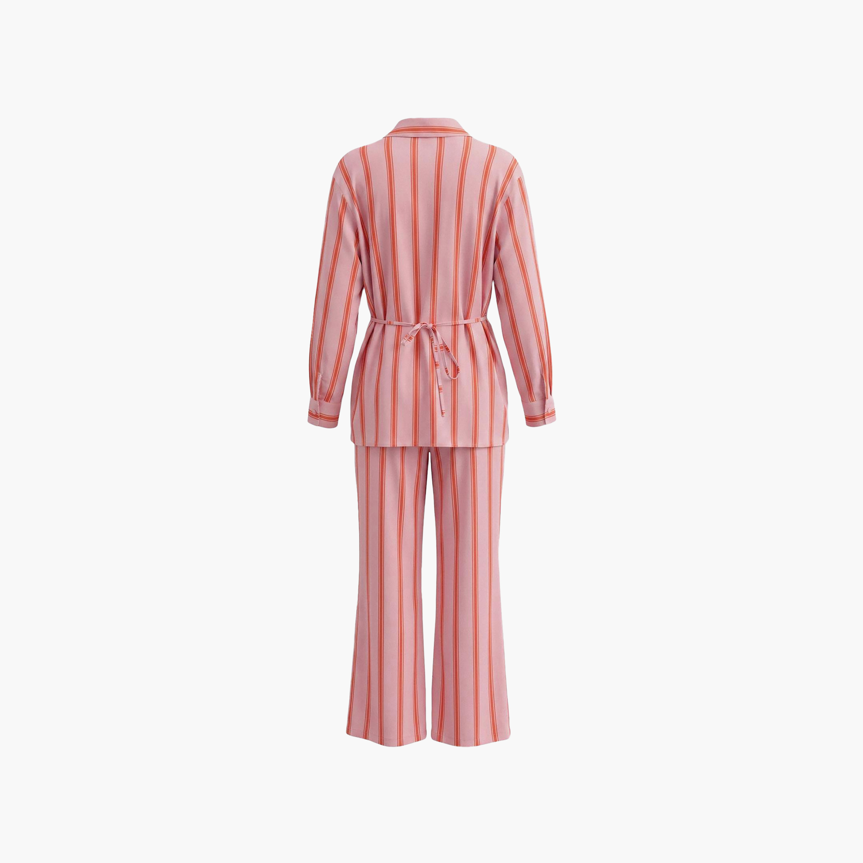 Trendyol Modest Pink Striped Pointed Collar Women's Shirt & Trousers Set-women-clothing-coordsets-image-6
