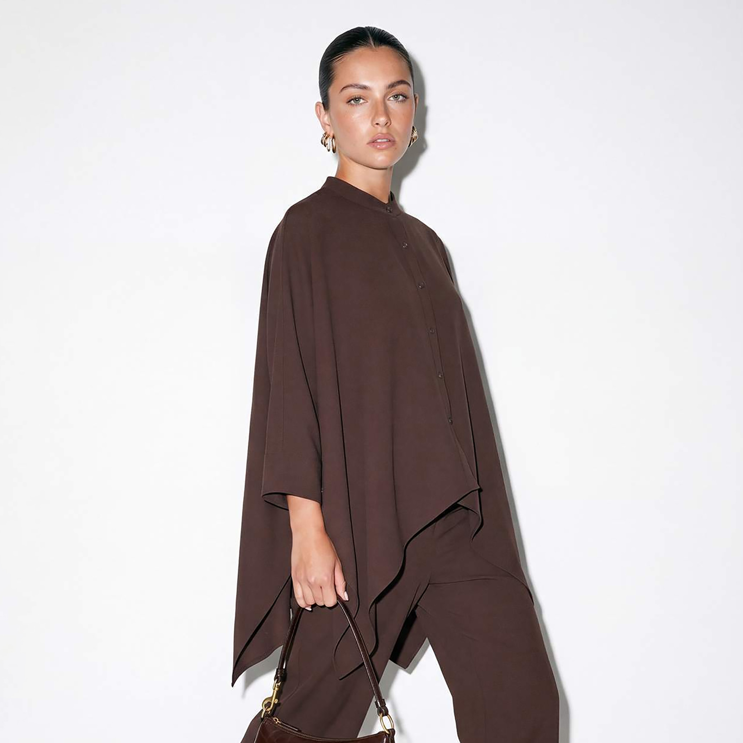 Trendyol Modest Mandarin Collar Dropped Sleeves Women's Shirt & Trousers Set-women-clothing-coordsets-image-2