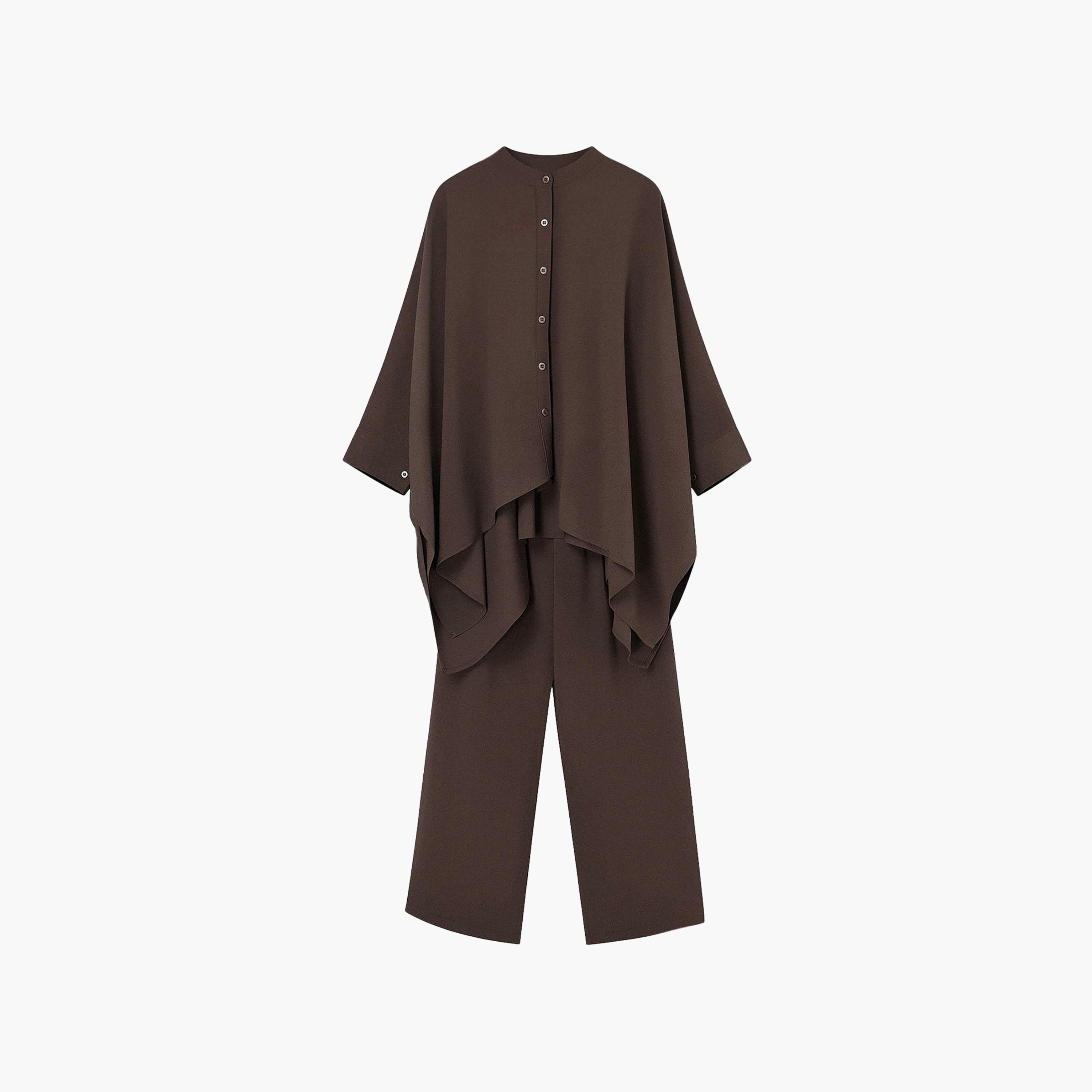 Trendyol Modest Mandarin Collar Dropped Sleeves Women's Shirt & Trousers Set-women-clothing-coordsets-image-5