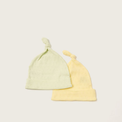 Juniors Textured Beanie Cap with Knot Detail - Set of 2
