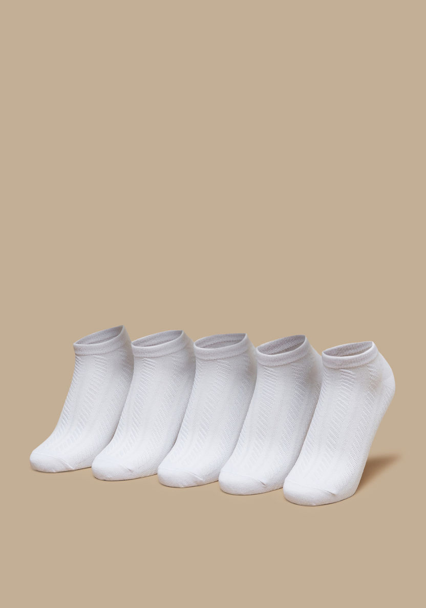 Juniors Textured Ankle Length Socks - Set of 5-Girl%27s Socks & Tights-image-0