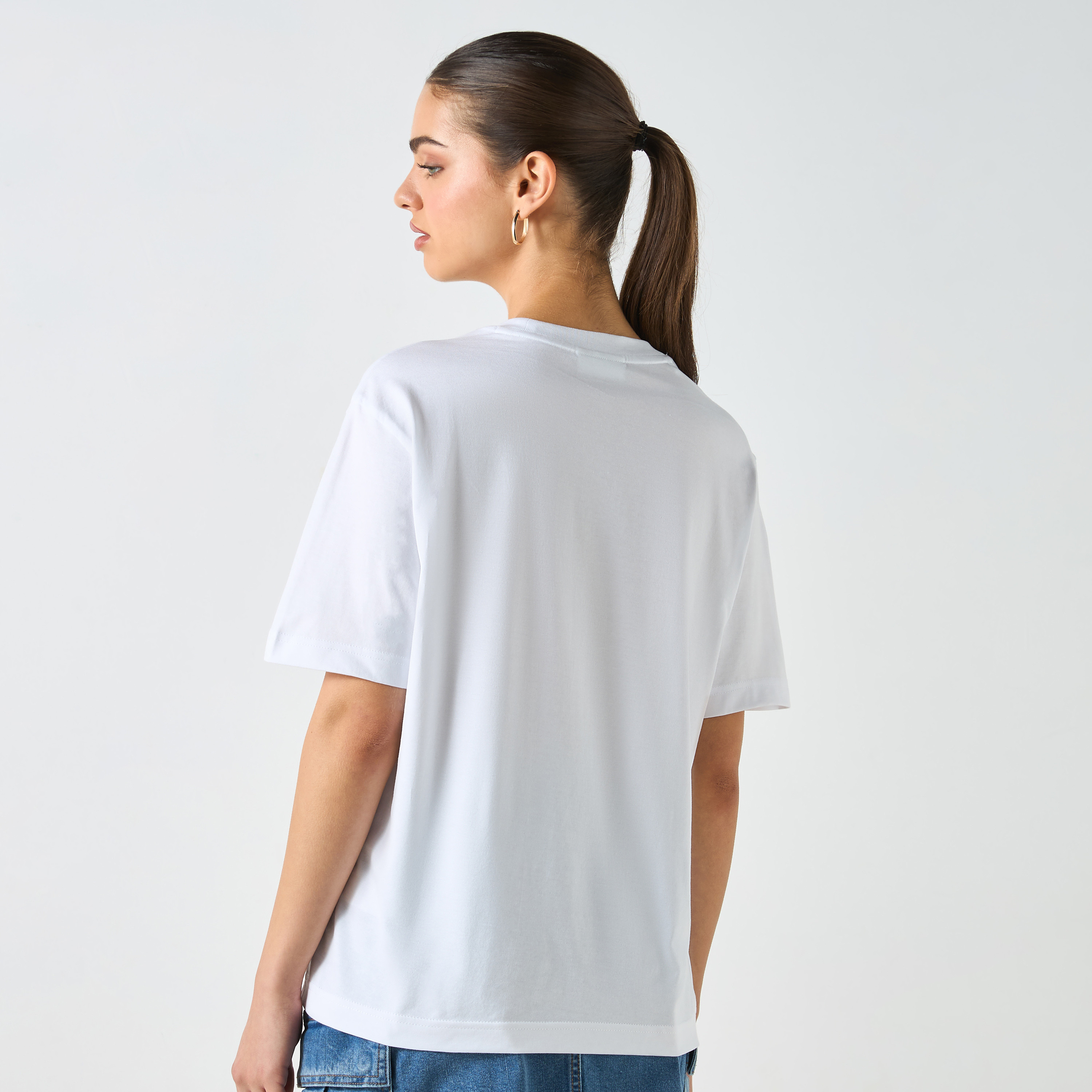 Lacoste Logo Applique Round Neck T-shirt with Short Sleeves-women-clothing-tshirts-image-5