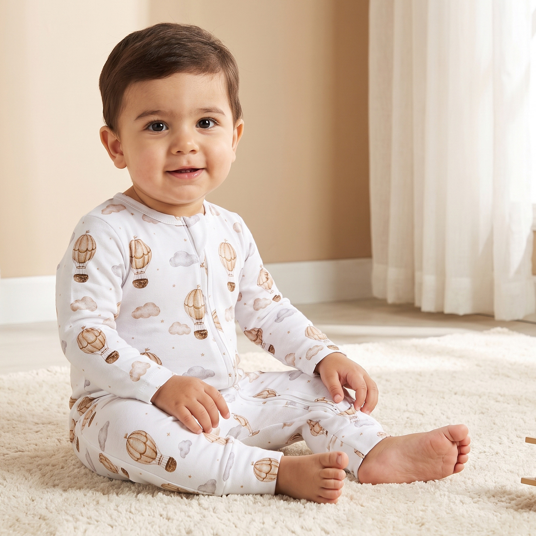 Juniors Cotton Crew Neck Long Sleeves Sleepsuit with Hot Air Balloon Print-baby-boys-clothing-nightwear-sleepsuits-image-1