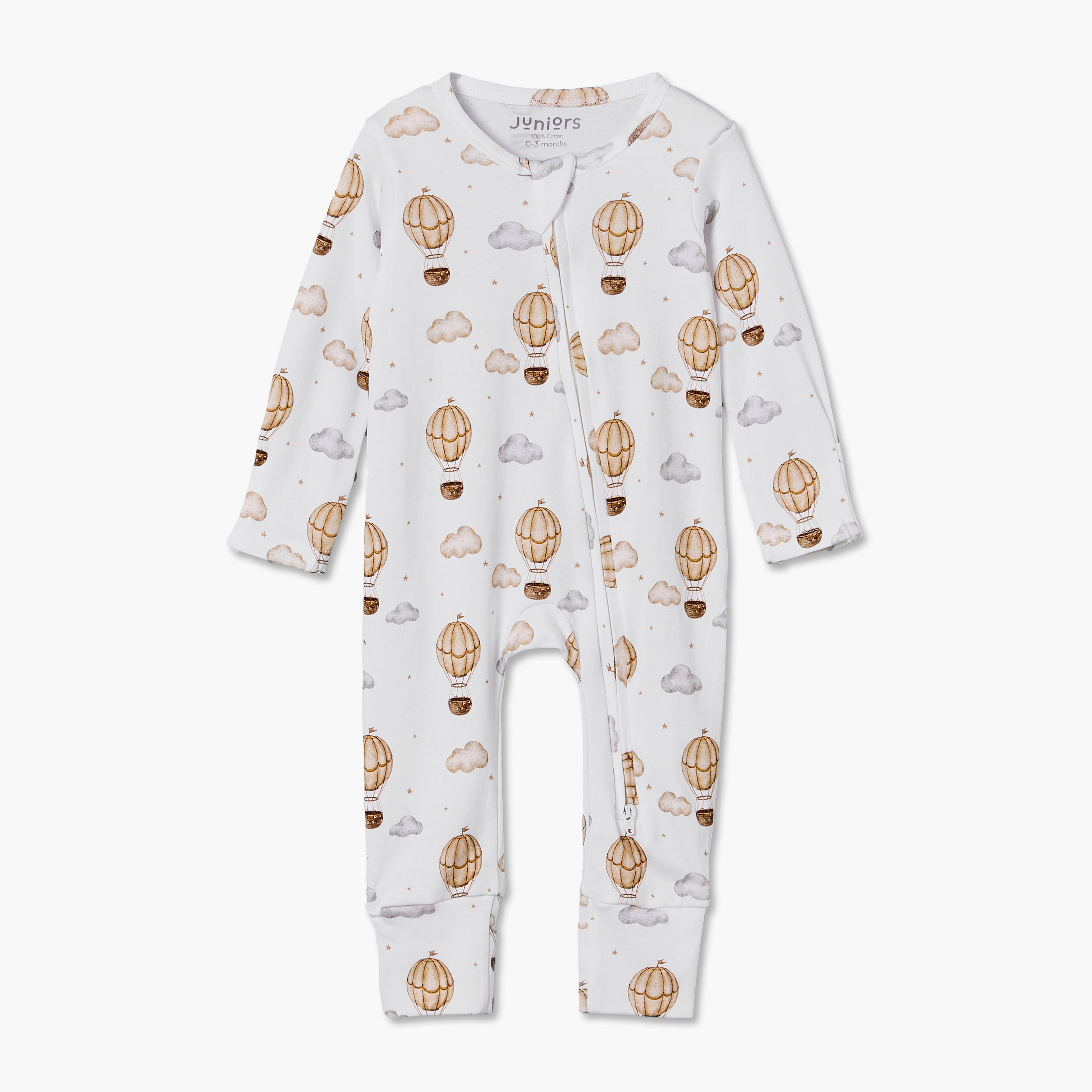 Juniors Cotton Crew Neck Long Sleeves Sleepsuit with Hot Air Balloon Print-baby-boys-clothing-nightwear-sleepsuits-image-2