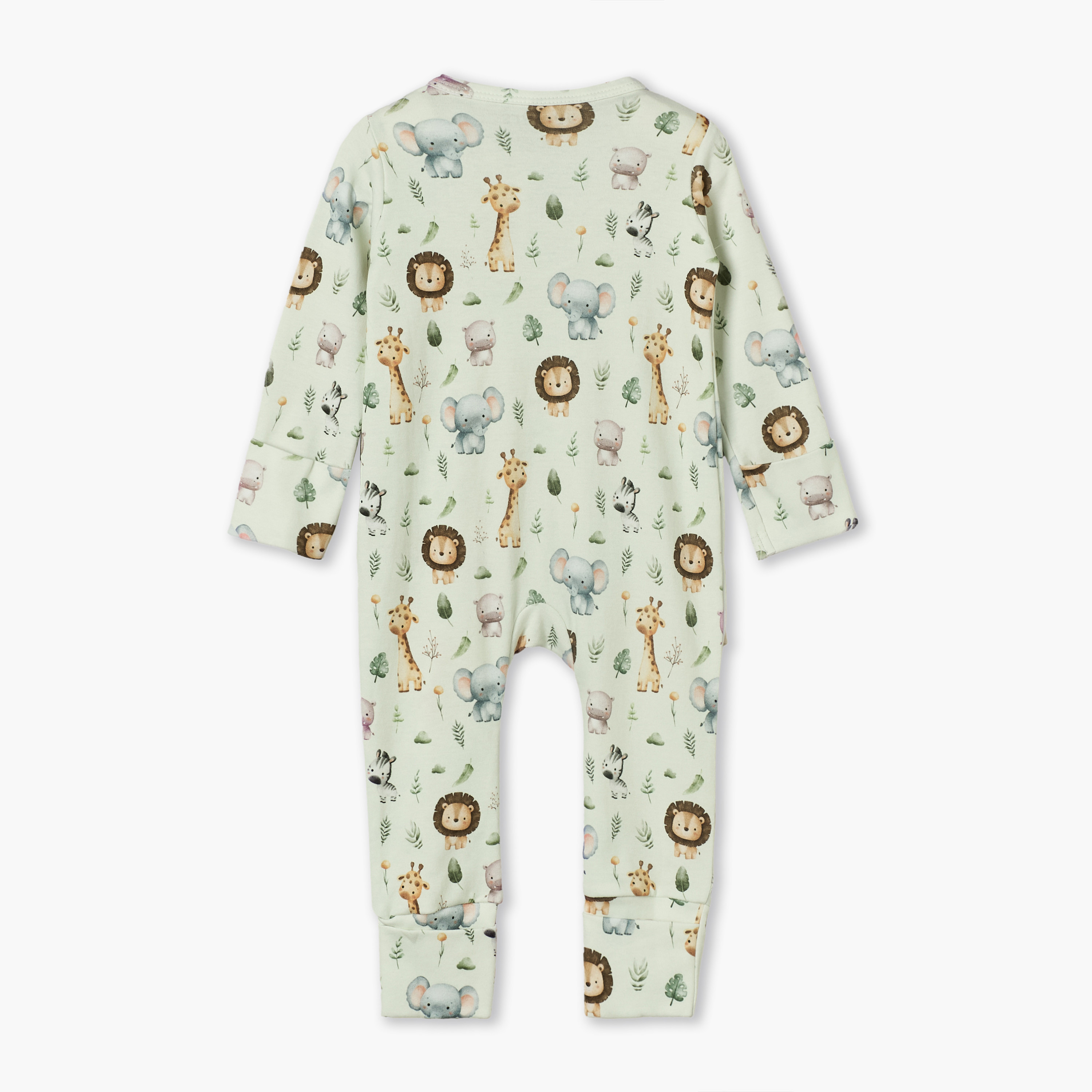 Juniors Cotton Crew Neck Long Sleeves Sleepsuit with Safari Print-baby-boys-clothing-nightwear-sleepsuits-image-3