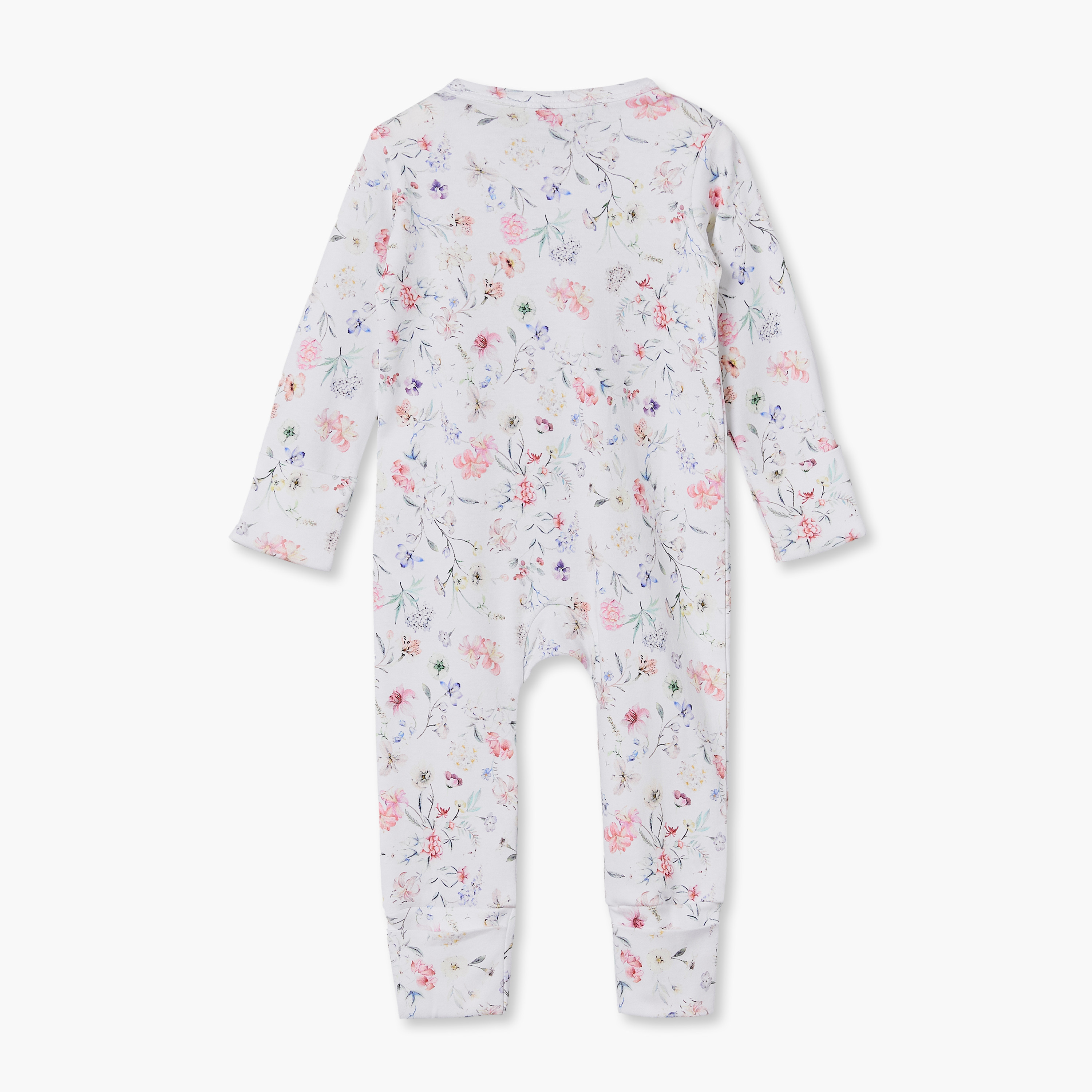 Juniors Cotton Crew Neck Long Sleeves Sleepsuit with Floral Print-baby-girls-clothing-nightwear-sleepsuits-image-3