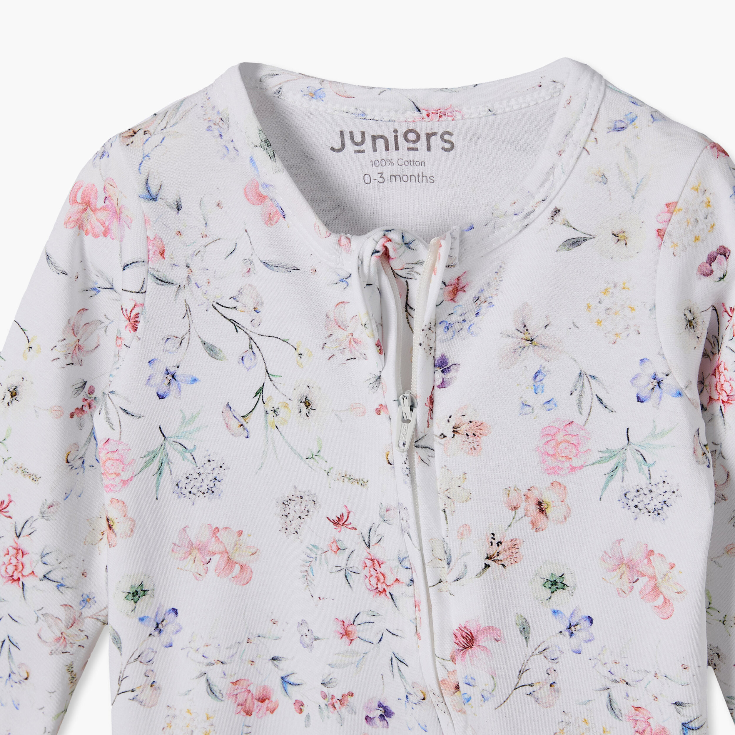 Juniors Cotton Crew Neck Long Sleeves Sleepsuit with Floral Print-baby-girls-clothing-nightwear-sleepsuits-image-4