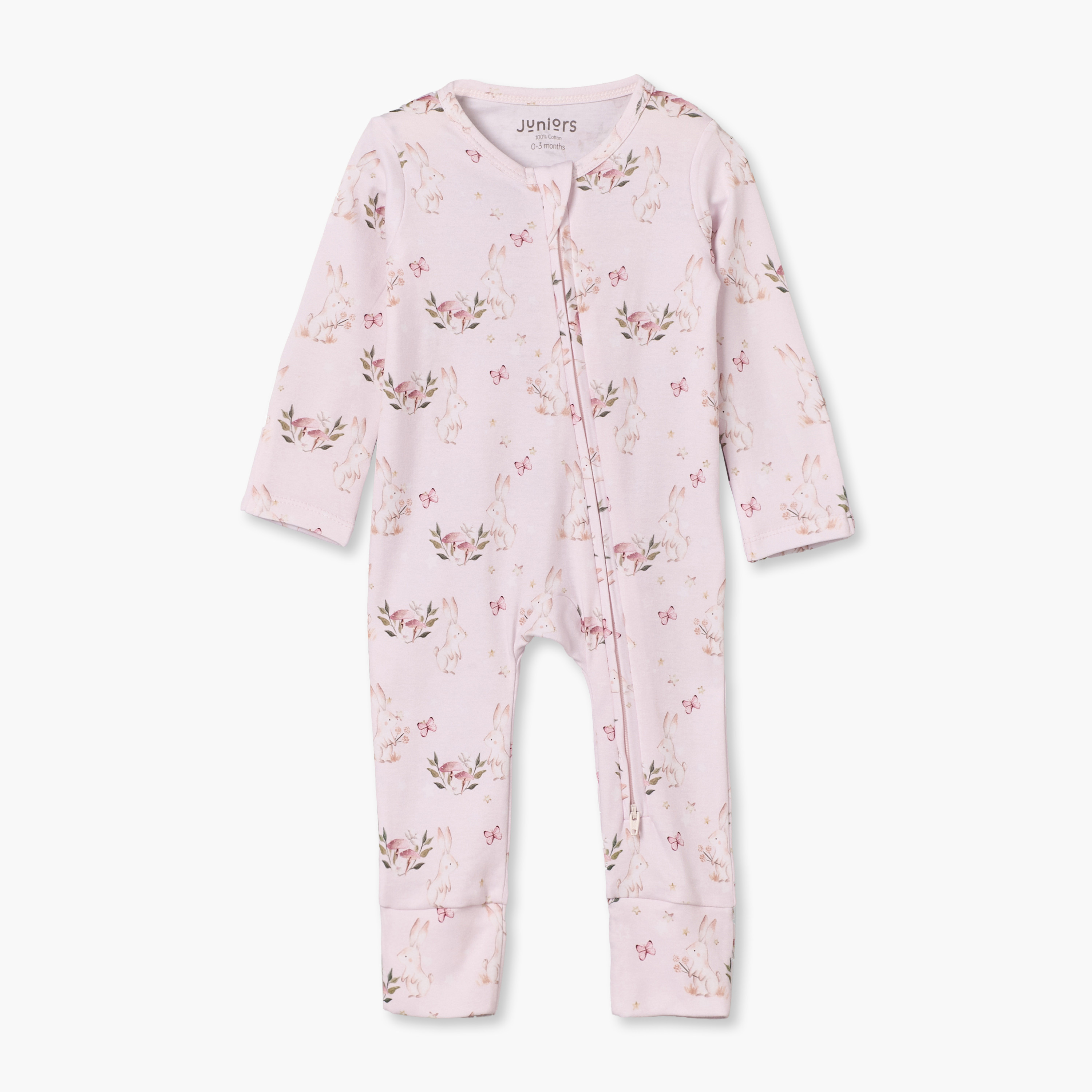 Juniors Cotton Crew Neck Long Sleeves Sleepsuit with Floral Print-baby-girls-clothing-nightwear-sleepsuits-image-2