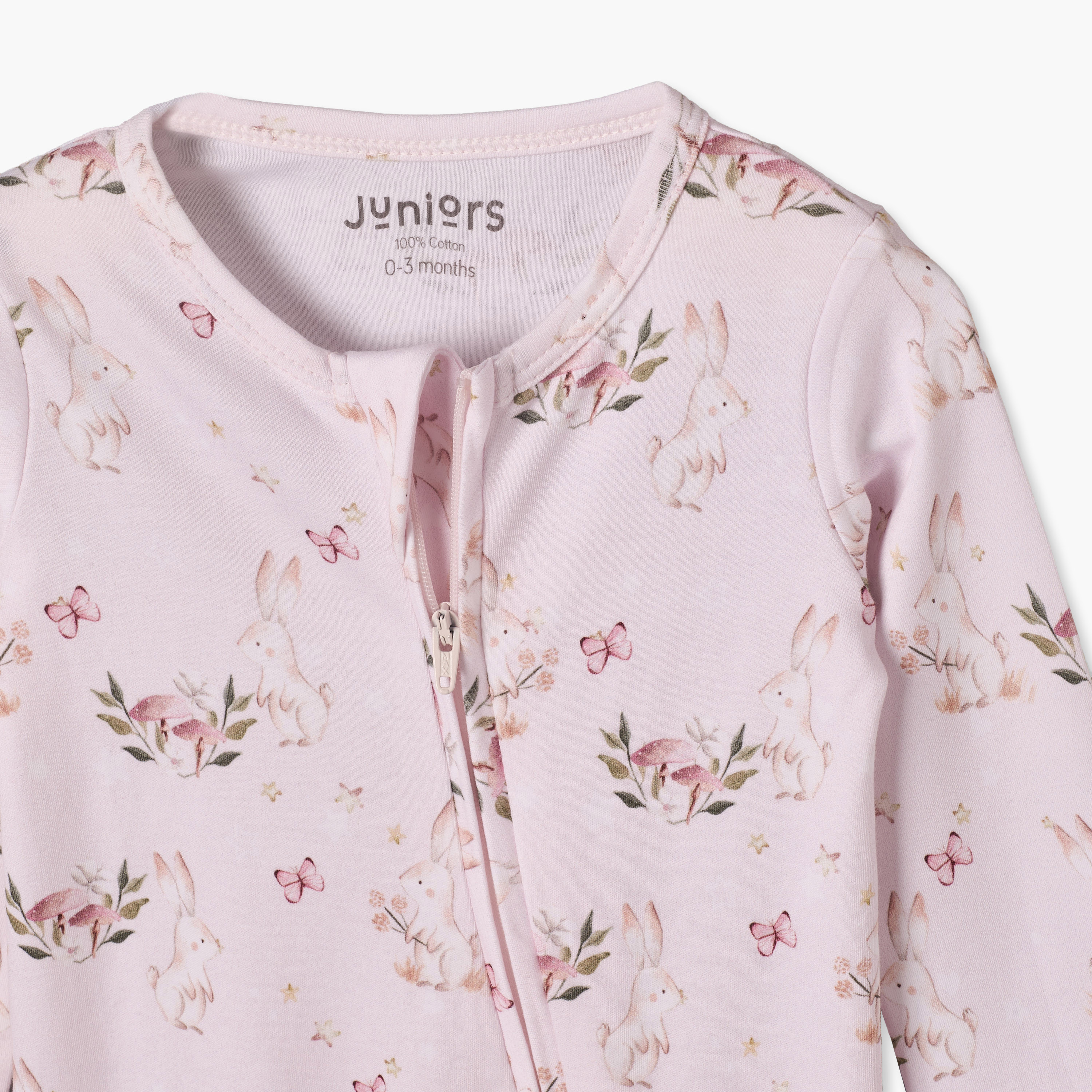 Juniors Cotton Crew Neck Long Sleeves Sleepsuit with Floral Print-baby-girls-clothing-nightwear-sleepsuits-image-4