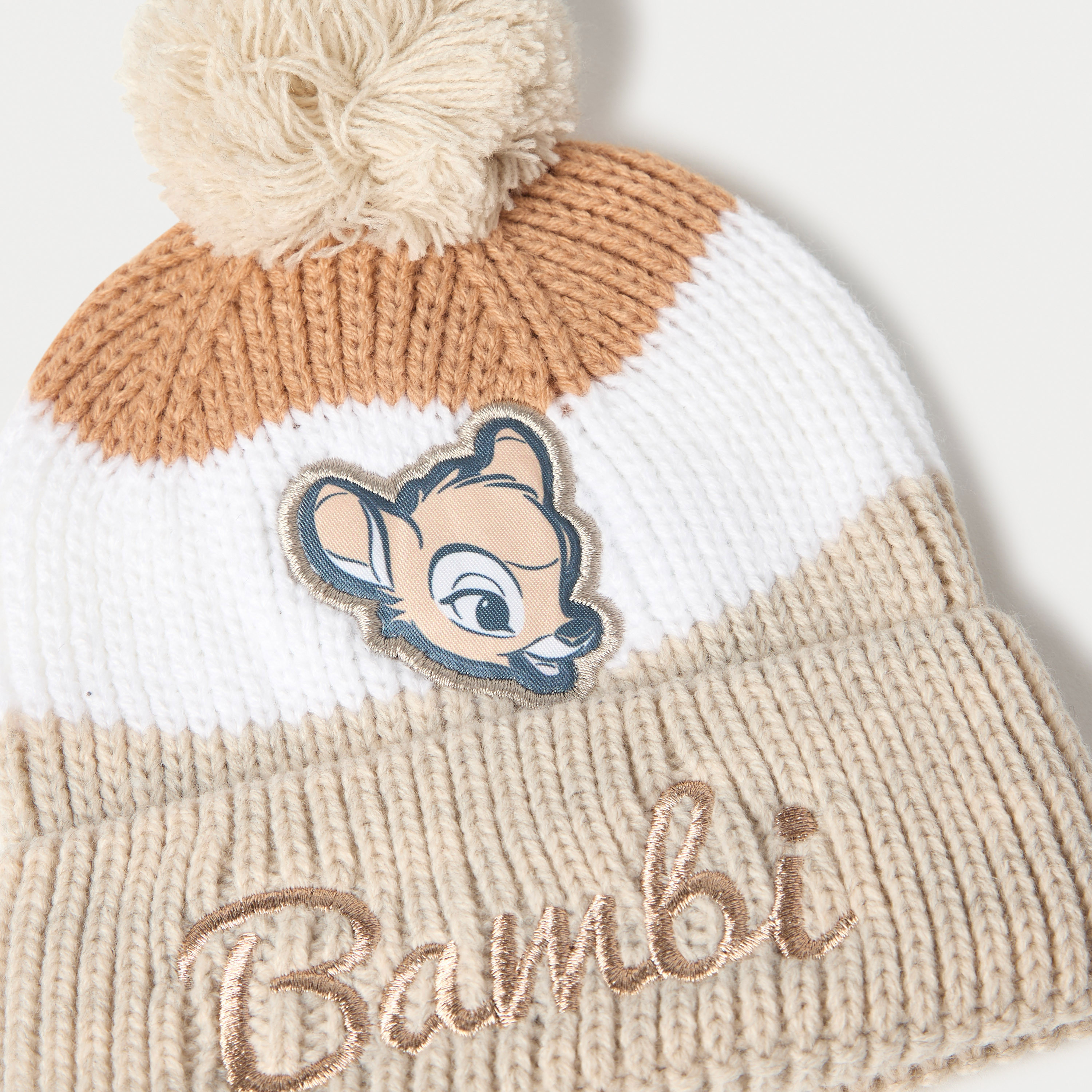 Disney Bambi Embroidered Beanie Cap with Pom Pom Applique-baby-girls-accessories-caps-image-3
