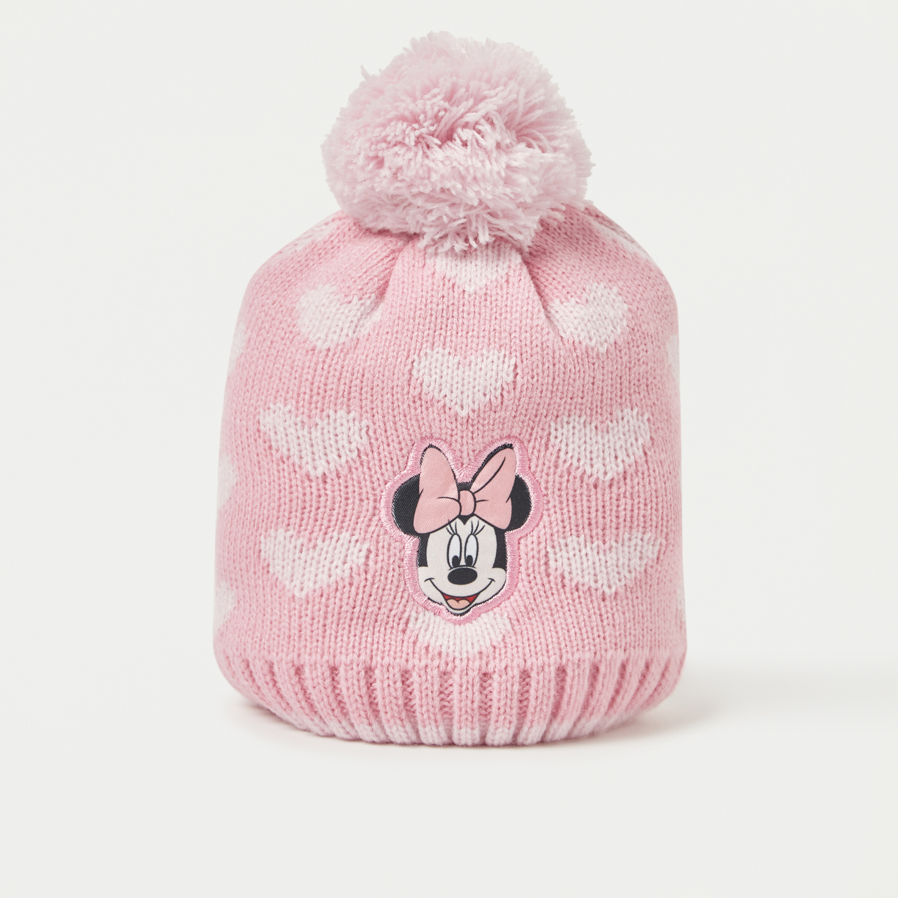 Disney Minnie Mouse Embroidered Beanie Cap with Pom Pom Detail-baby-girls-clothing-winterwear-winteraccessories-image-2