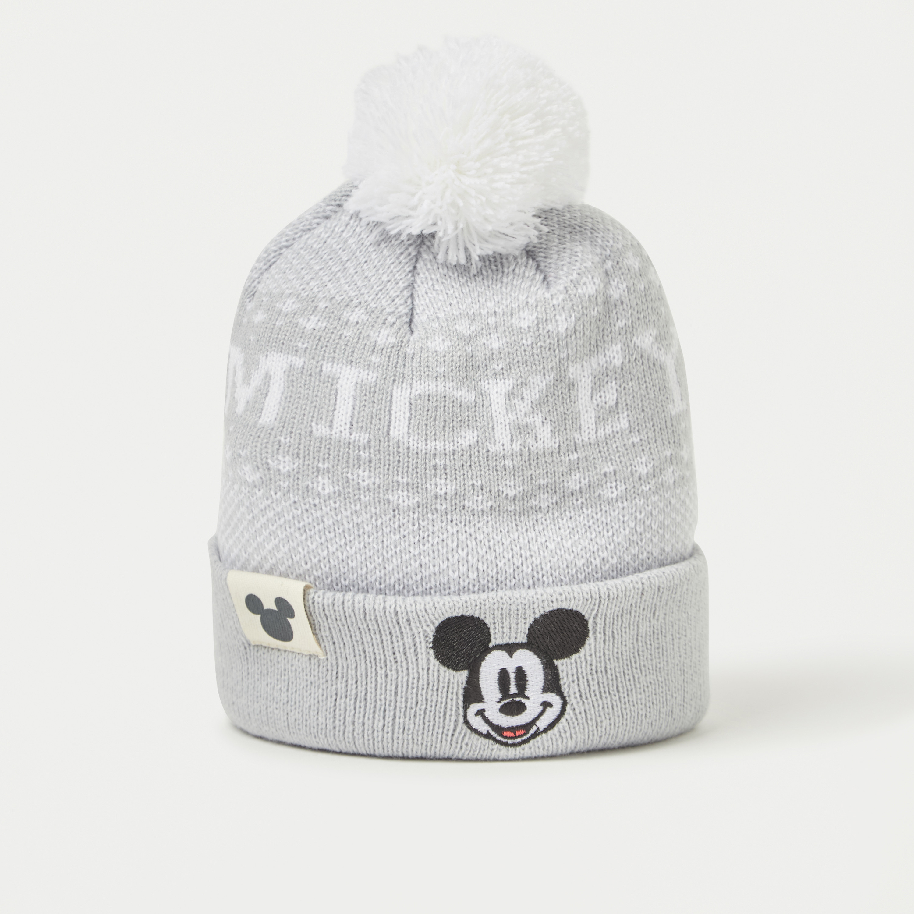 Disney Mickey Mouse Embroidered Beanie Cap with Pom Pom Detail-baby-boys-accessories-caps-image-2