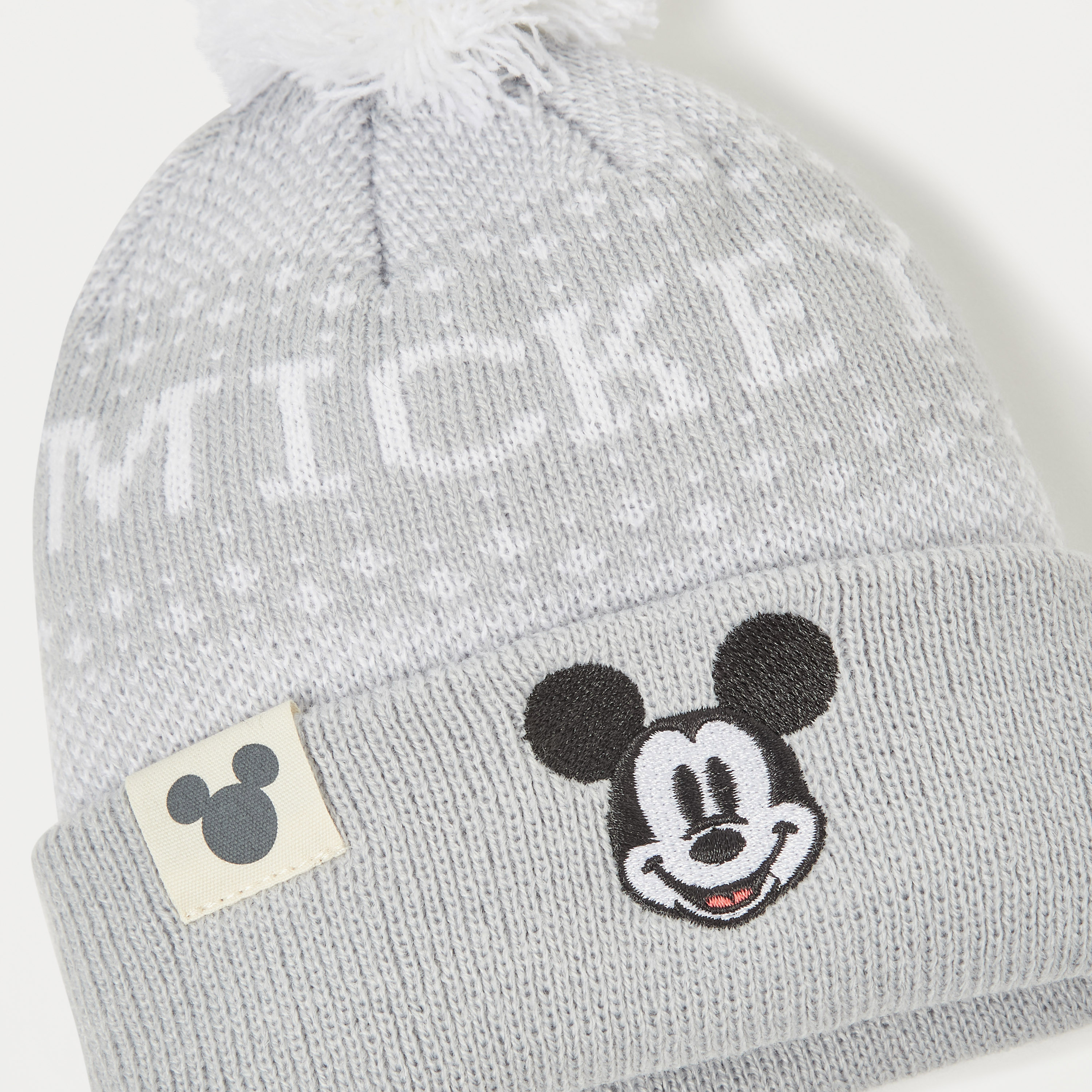 Disney Mickey Mouse Embroidered Beanie Cap with Pom Pom Detail-baby-boys-accessories-caps-image-3