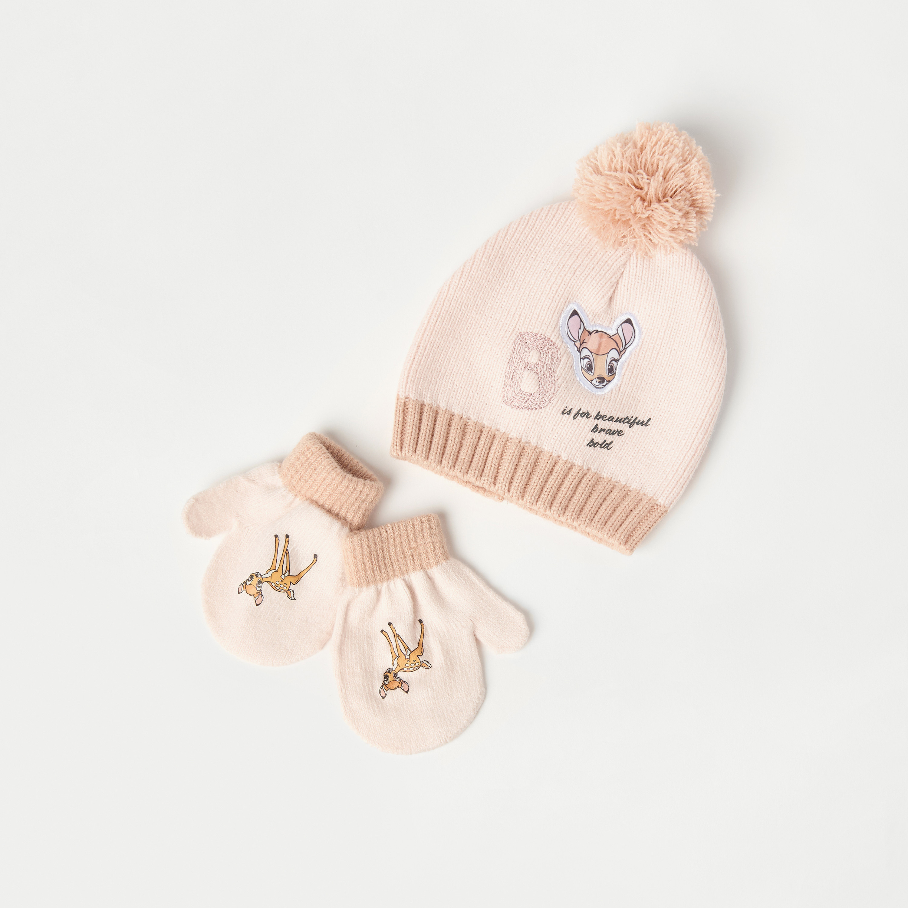 Disney 2-Piece Bambi Embroidered Beanie Cap and Gloves Set-baby-girls-accessories-caps-image-1