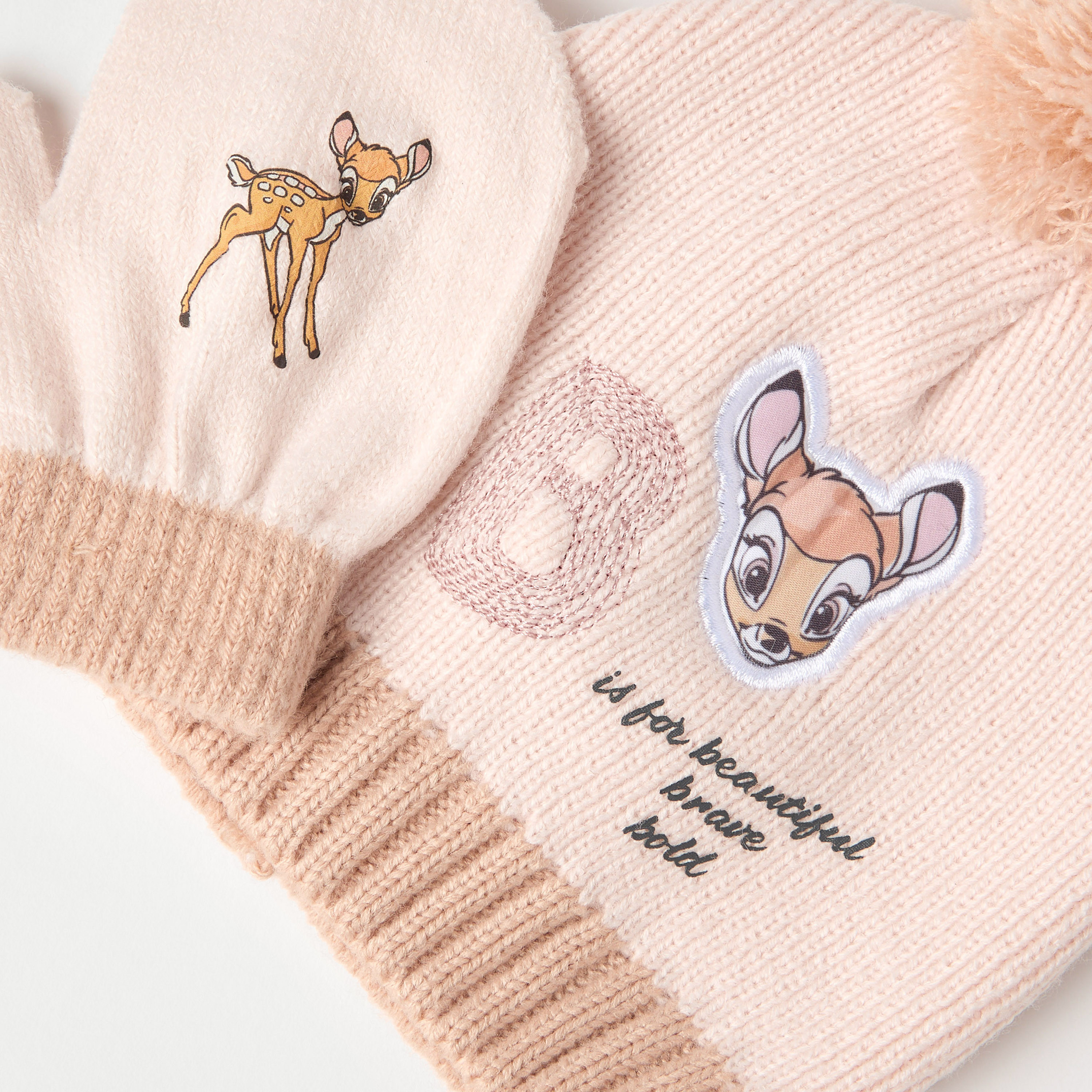 Disney 2-Piece Bambi Embroidered Beanie Cap and Gloves Set-baby-girls-accessories-caps-image-4