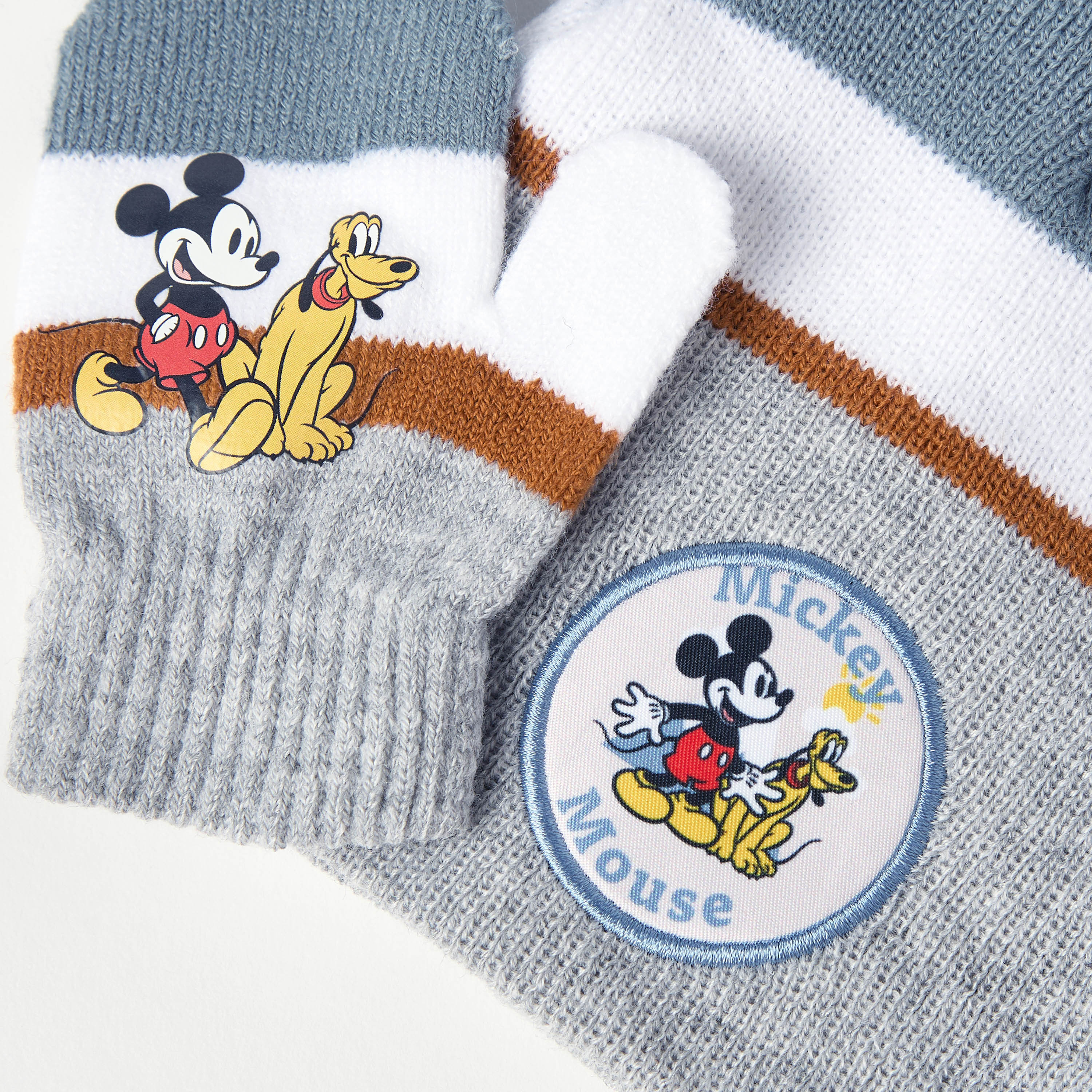 Disney Mickey and Friends Print Beanie Cap with Gloves-baby-boys-clothing-winterwear-winteraccessories-image-4