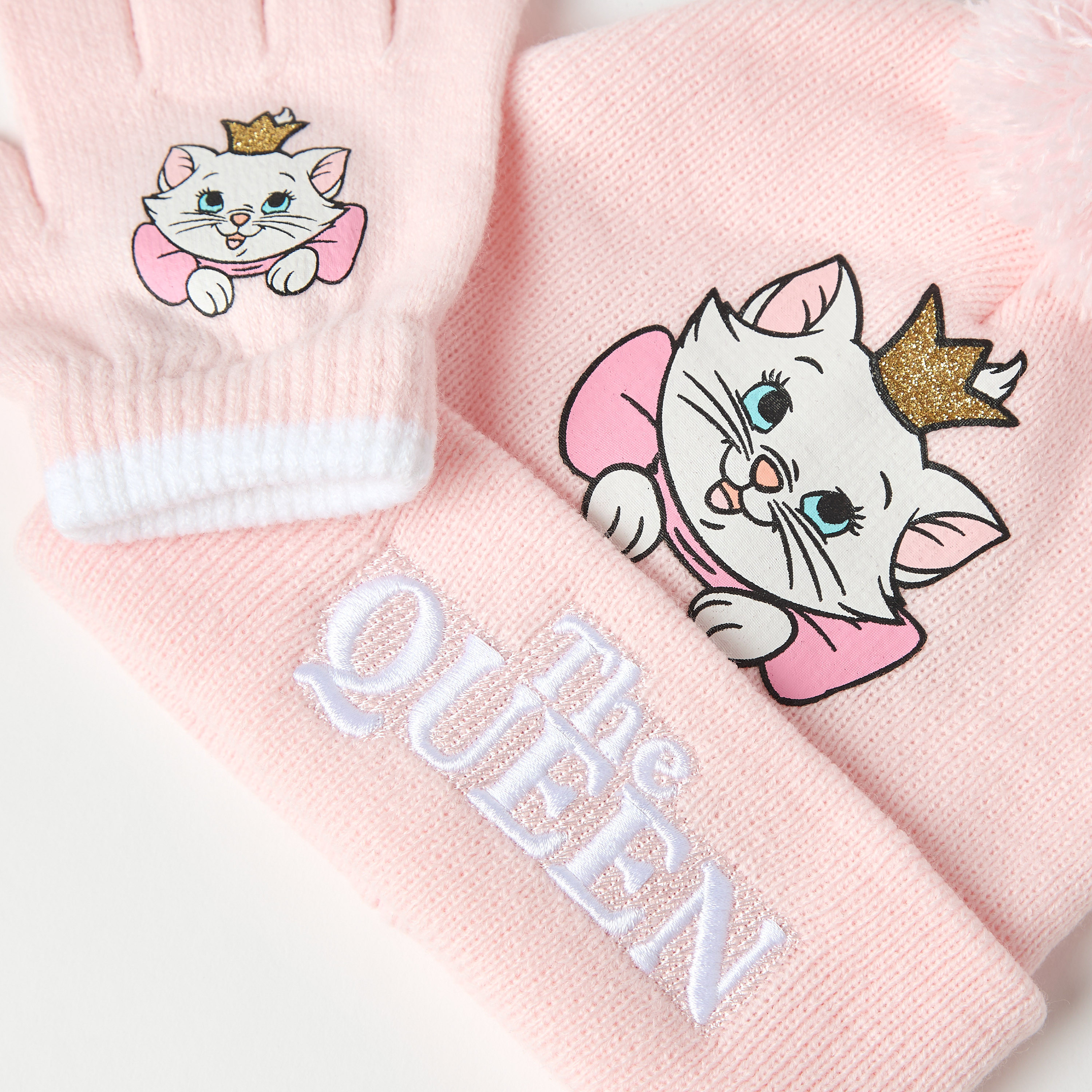 Disney Marie Print Beanie Cap with Gloves-baby-girls-accessories-caps-image-4