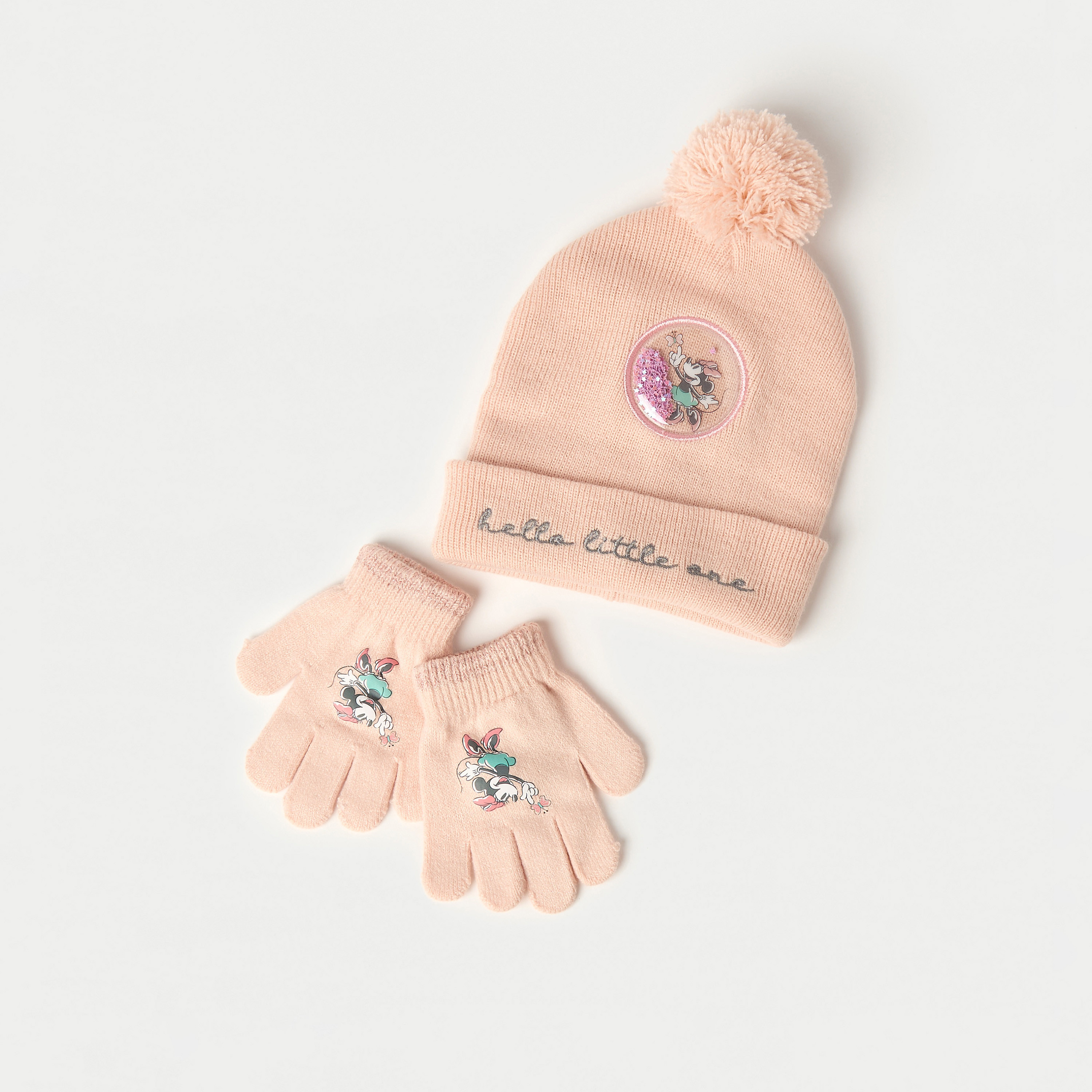 Disney Minnie Mouse Detail Cap and Glove Set-baby-girls-accessories-caps-image-1