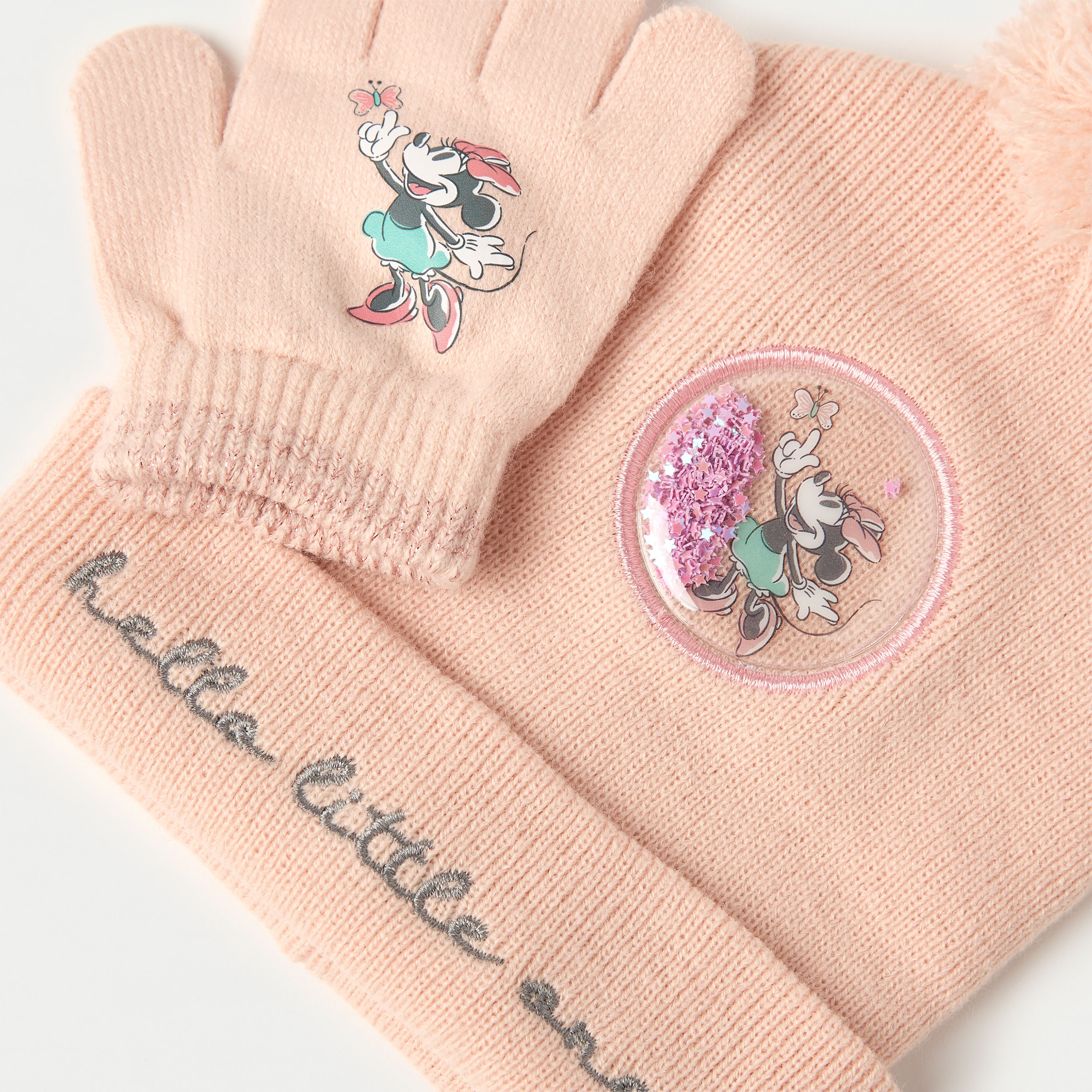 Disney Minnie Mouse Detail Cap and Glove Set-baby-girls-accessories-caps-image-4