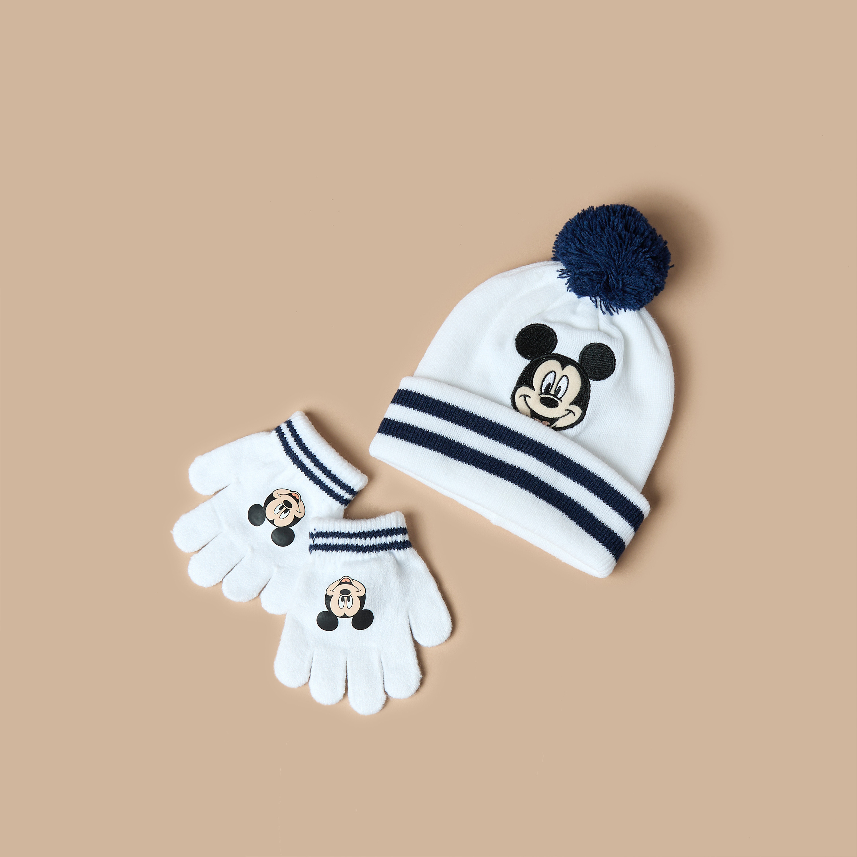 Disney Mickey Mouse Print Cap with Glove Set-baby-boys-accessories-caps-image-1