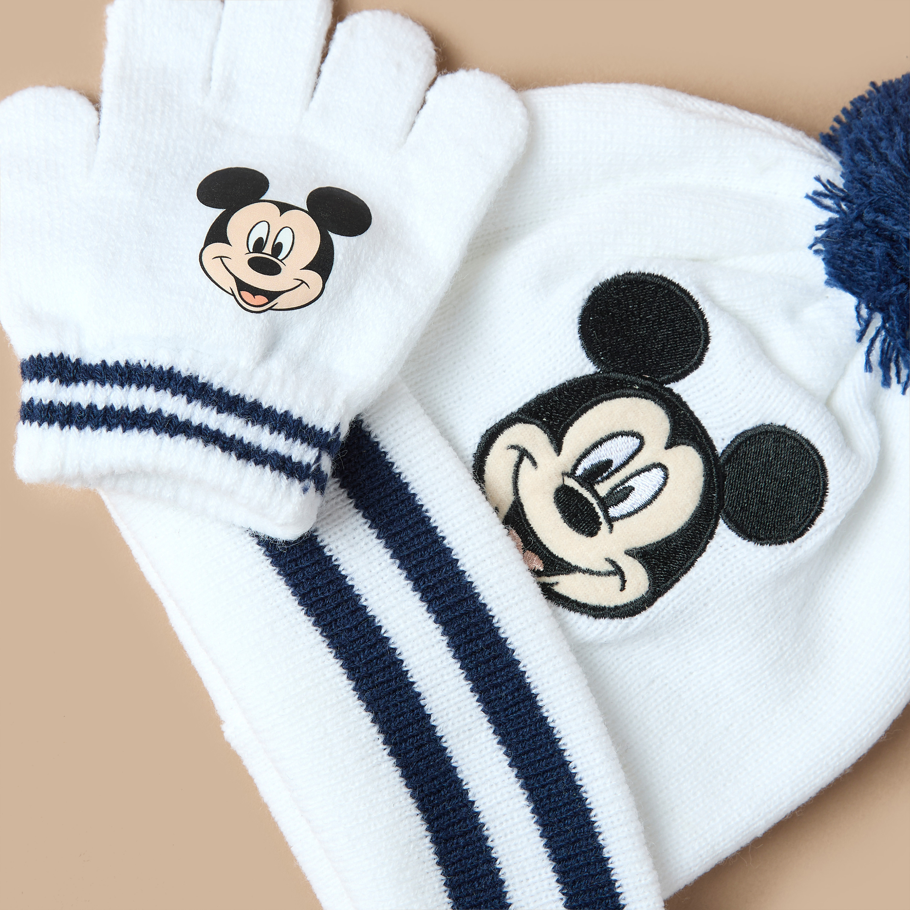 Disney Mickey Mouse Print Cap with Glove Set-baby-boys-accessories-caps-image-4