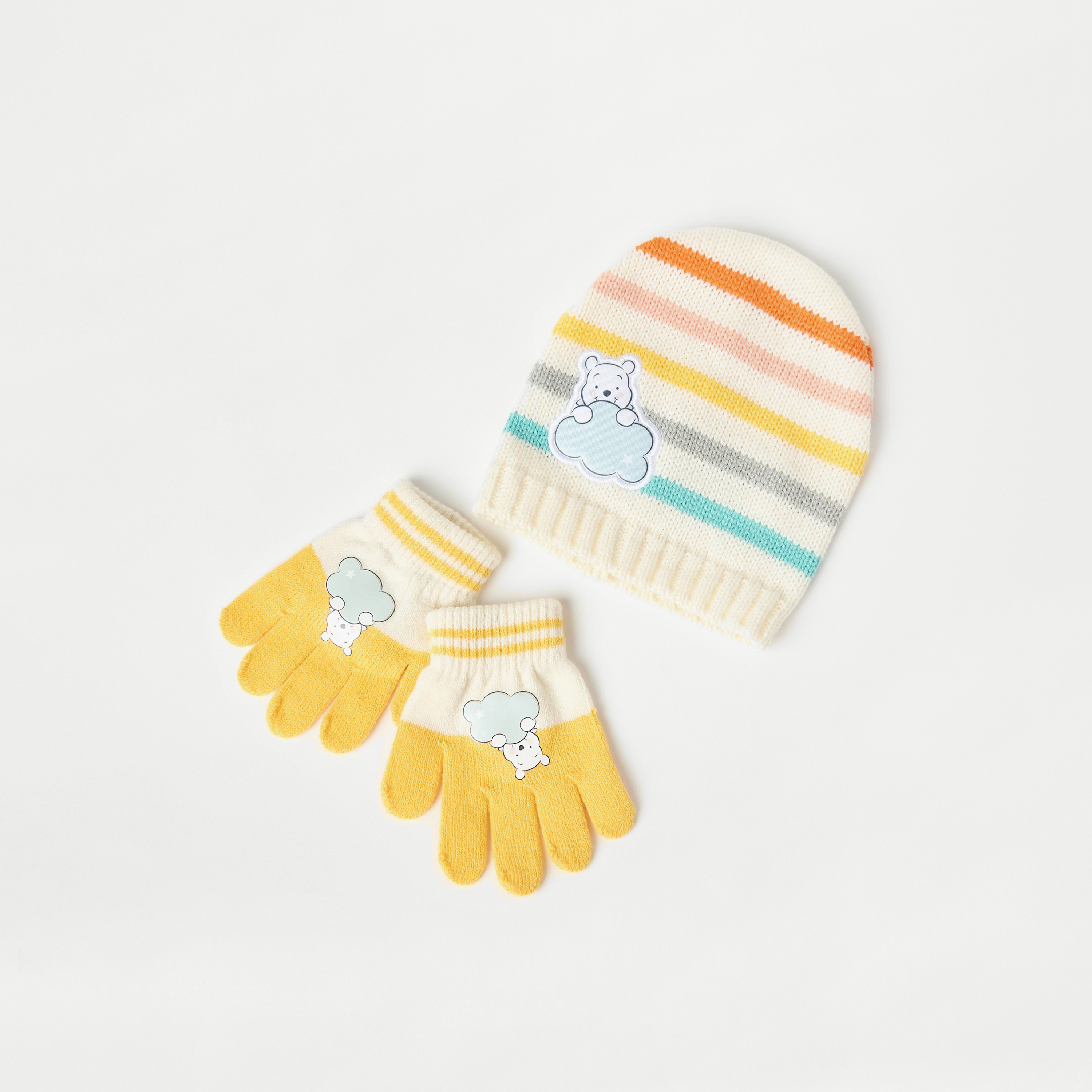 Disney Winnie-The-Pooh Detail Cap and Glove Set-baby-boys-accessories-caps-image-1