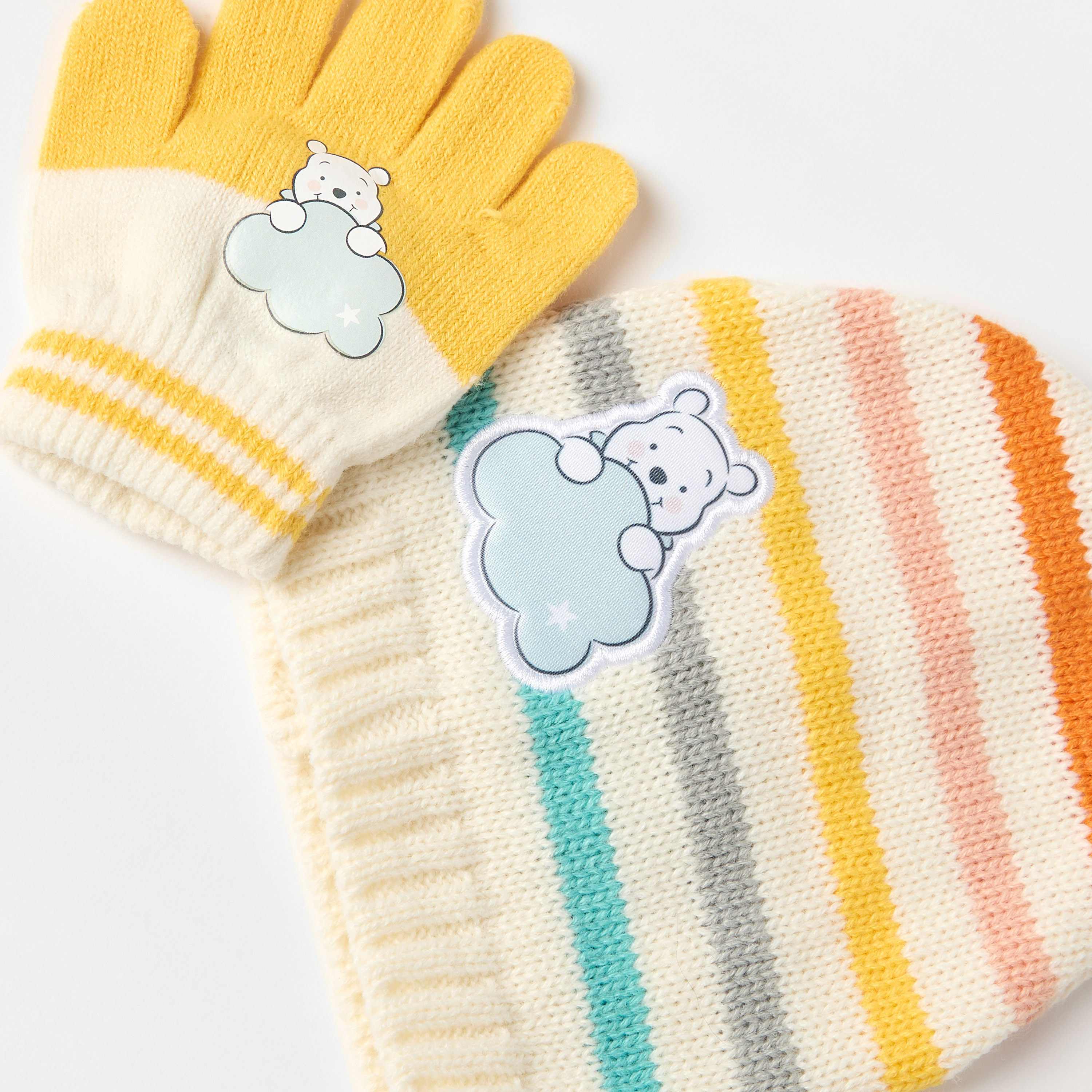 Disney Winnie-The-Pooh Detail Cap and Glove Set-baby-boys-accessories-caps-image-4