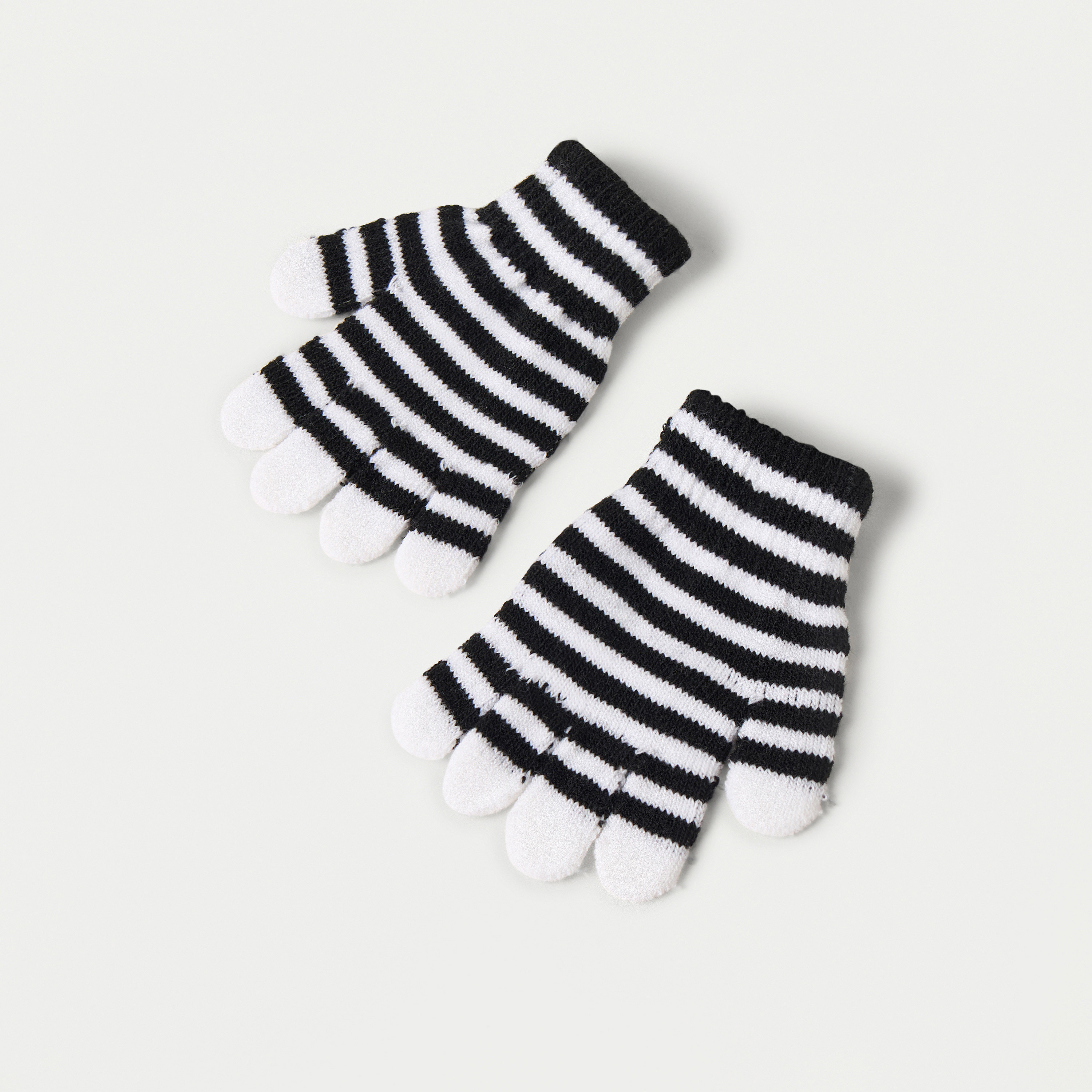 Juniors Solid Beanie Cap with Striped Gloves Set-baby-boys-accessories-caps-image-3