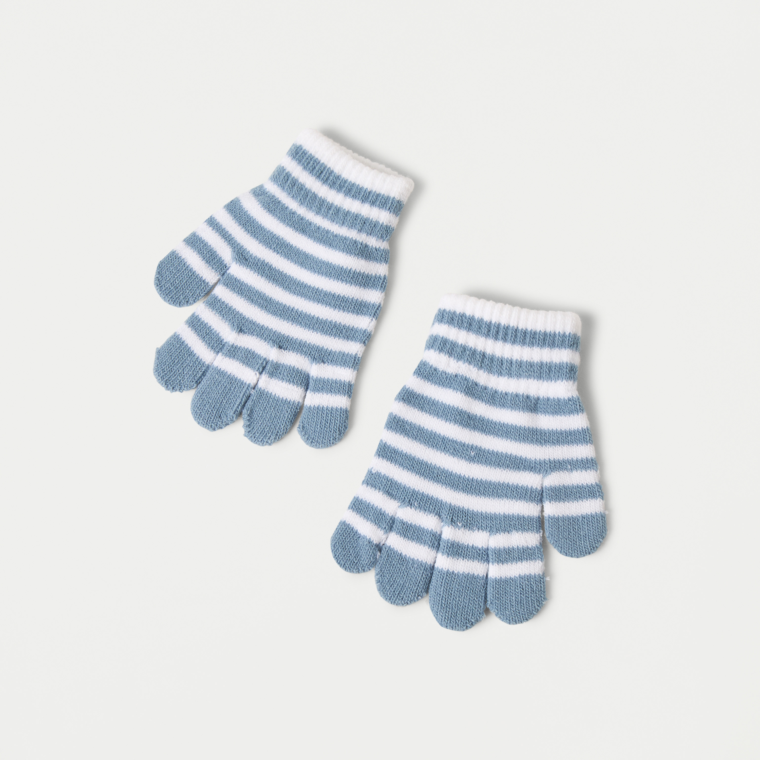 مجموعة قفازات مخططة وقبعة بيني سادة من جونيورز-baby-boys-accessories-caps-image-3