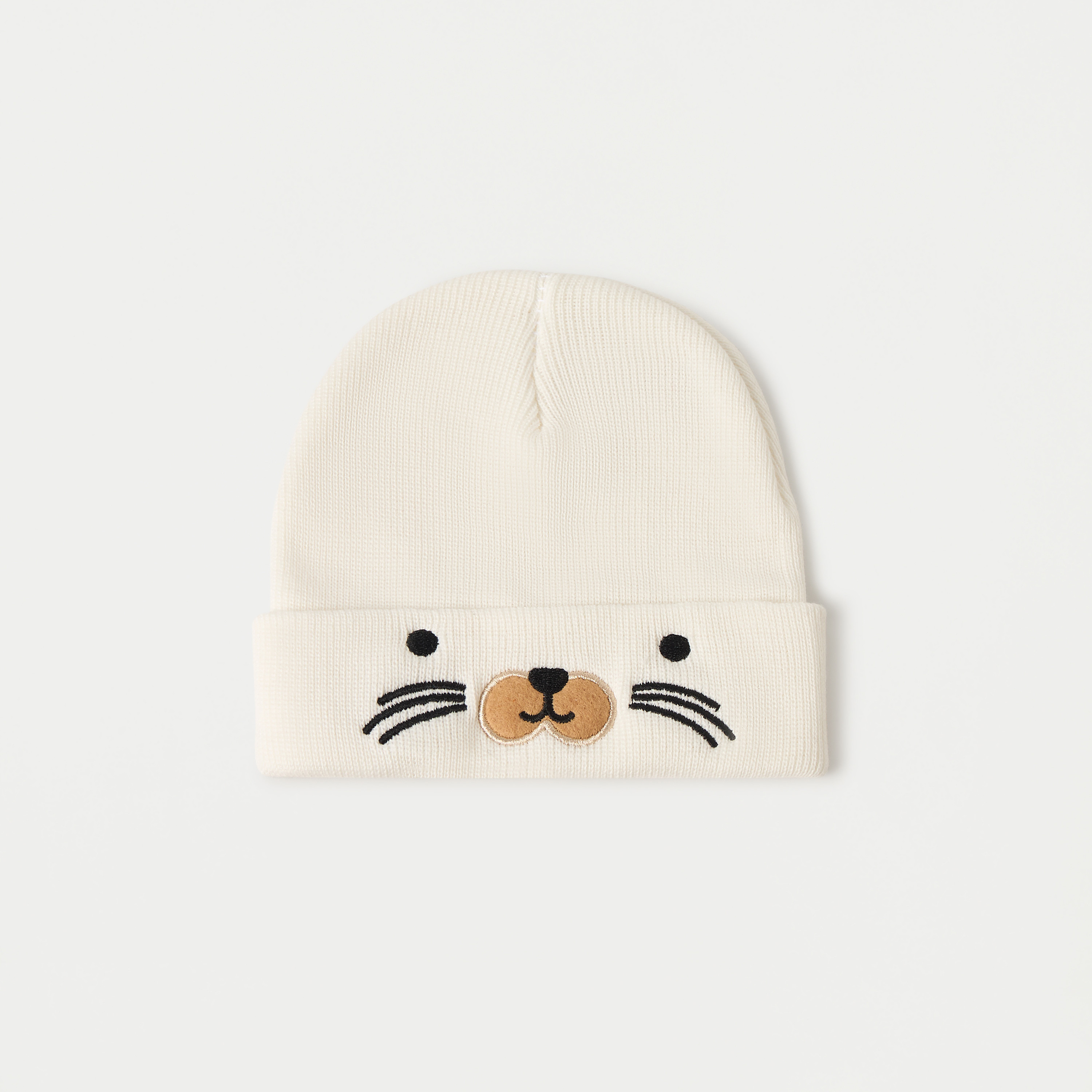 Juniors Animal Face Embroidered Beanie Cap-baby-boys-accessories-caps-image-1
