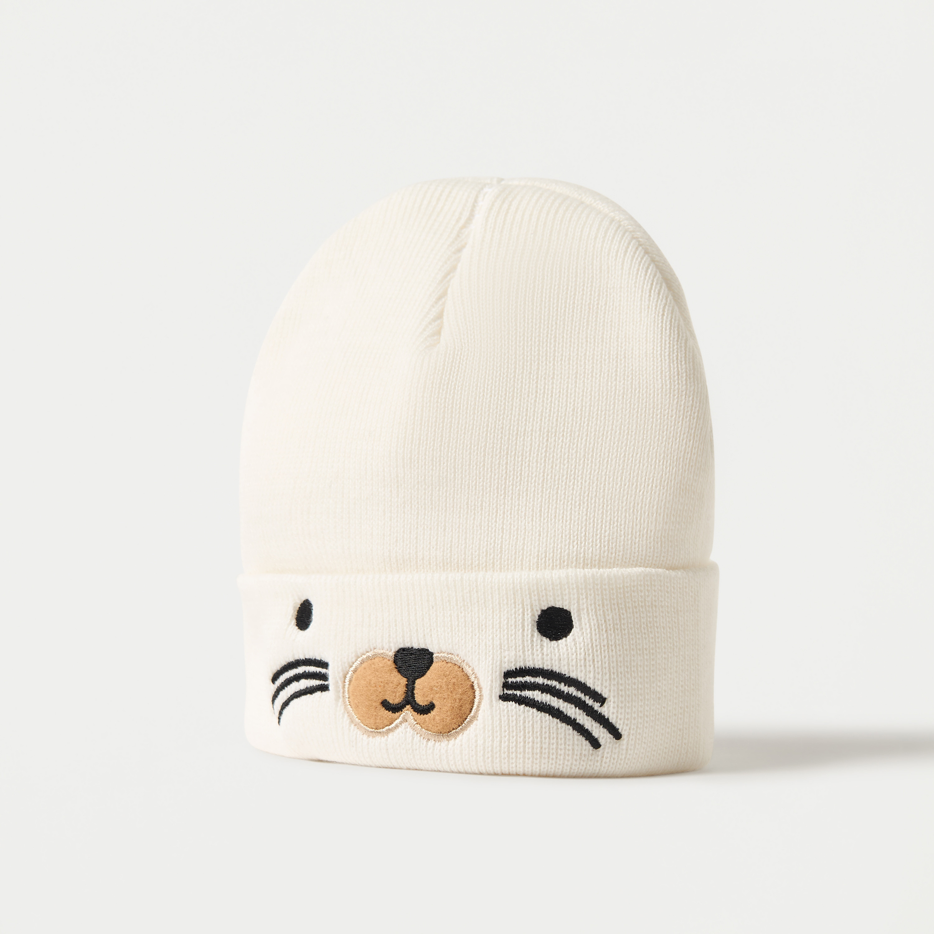 Juniors Animal Face Embroidered Beanie Cap-baby-boys-accessories-caps-image-2