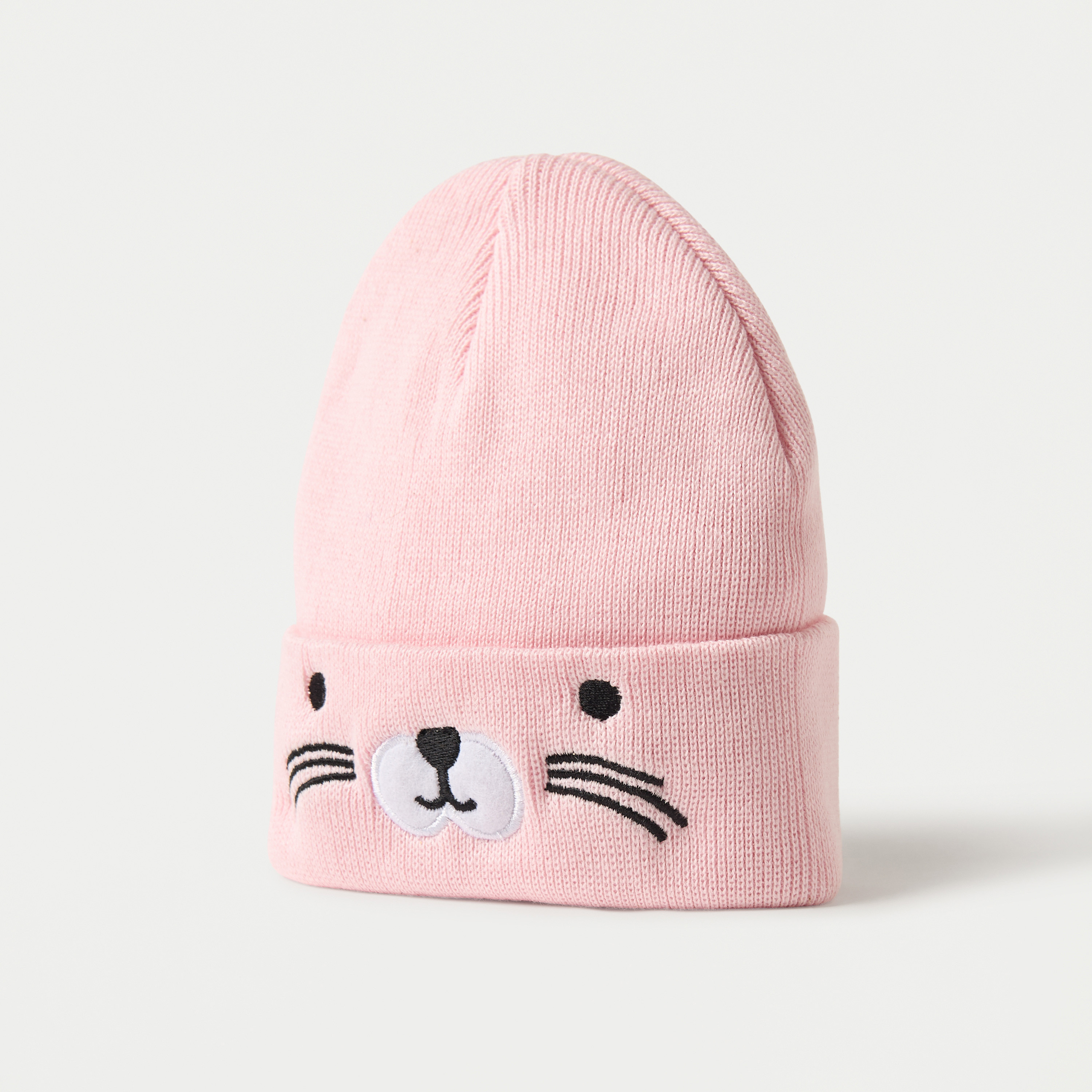 Juniors Animal Face Embroidered Beanie Cap-baby-girls-accessories-caps-image-2