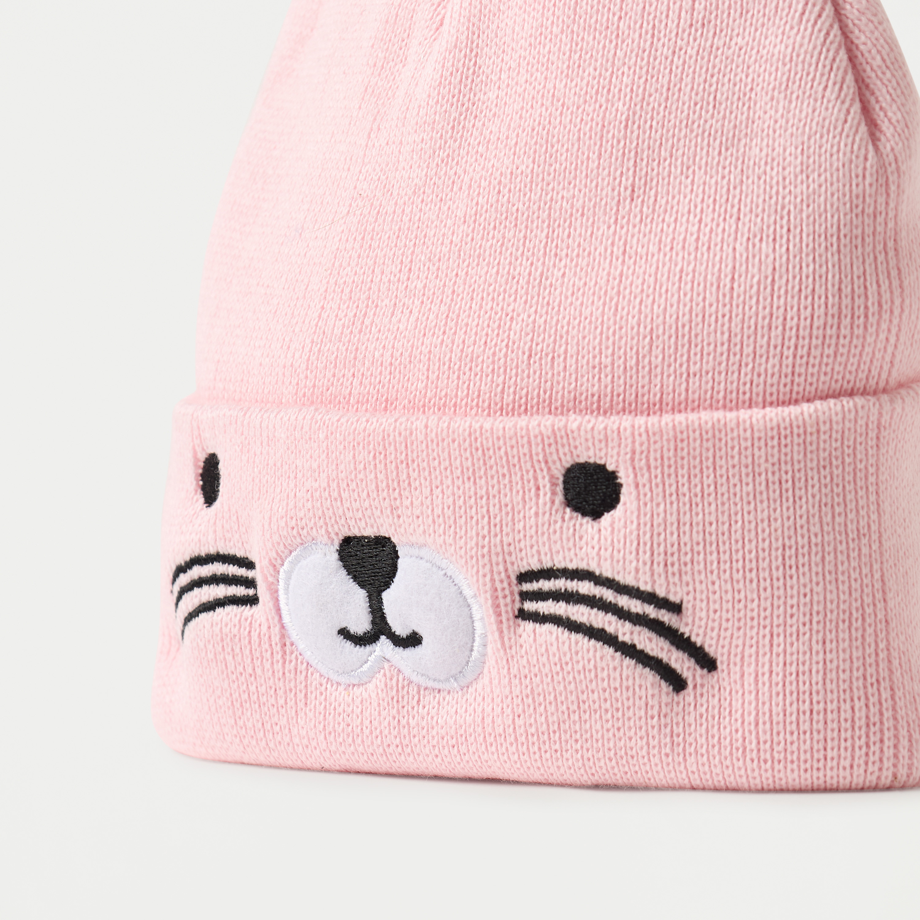 Juniors Animal Face Embroidered Beanie Cap-baby-girls-accessories-caps-image-4