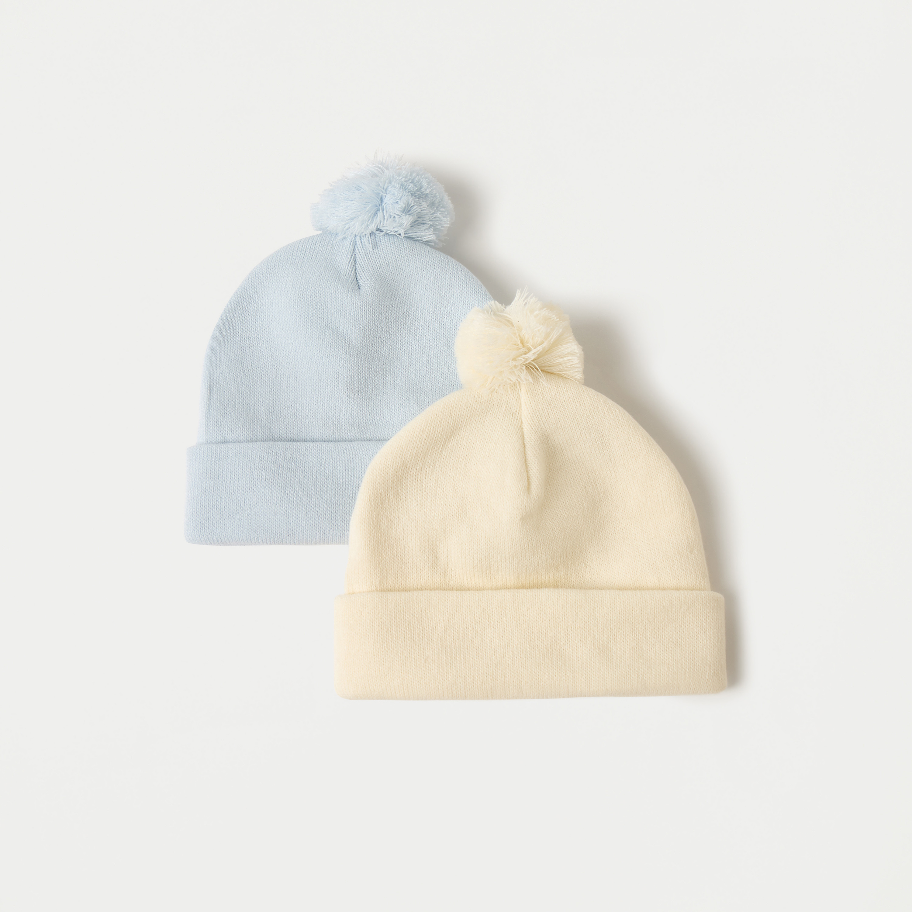 Juniors Solid Beanie Cap with Pom-Pom Detail - Set of 2-baby-boys-accessories-caps-image-1