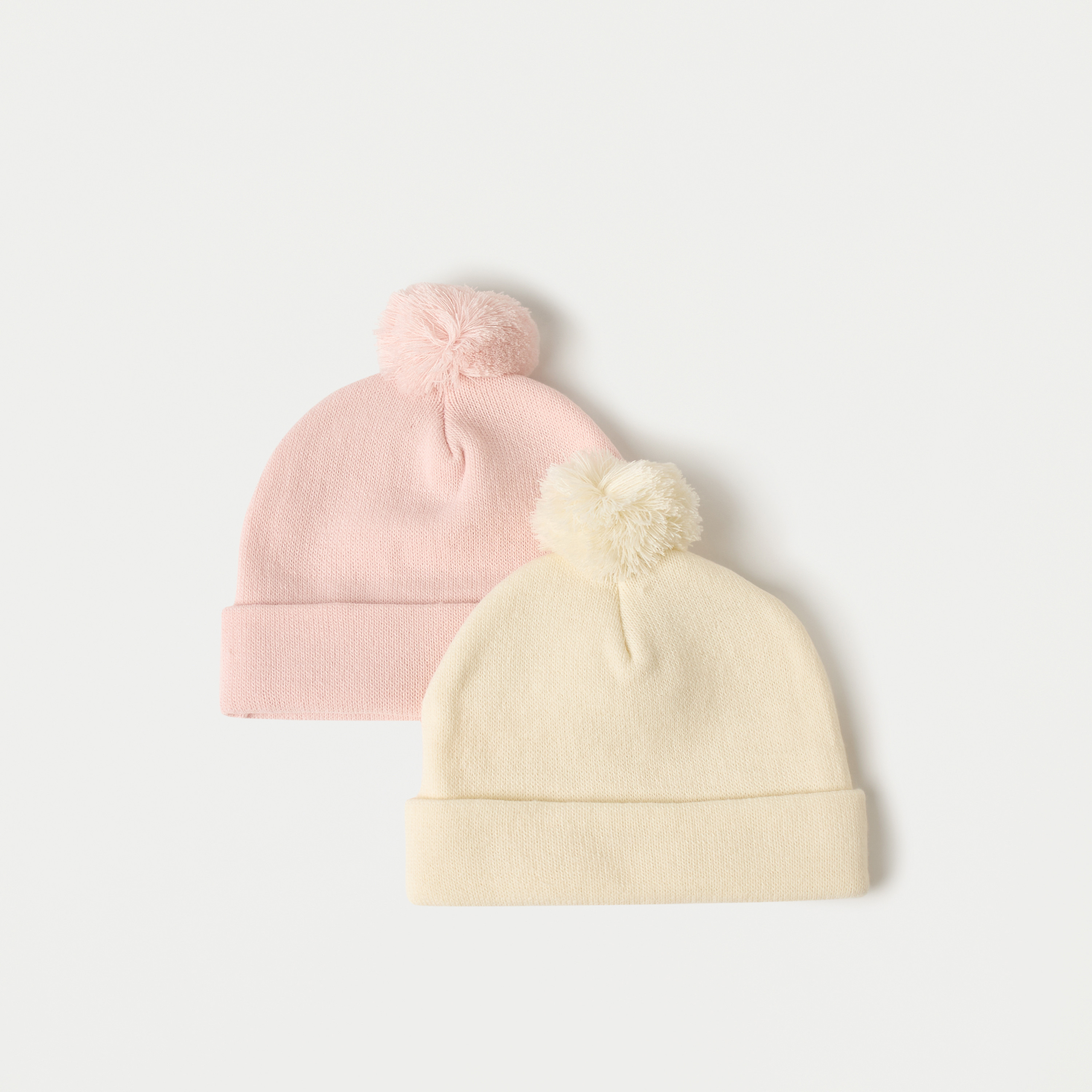 Juniors Solid Beanie Cap with Pom-Pom Detail - Set of 2-baby-girls-accessories-caps-image-1