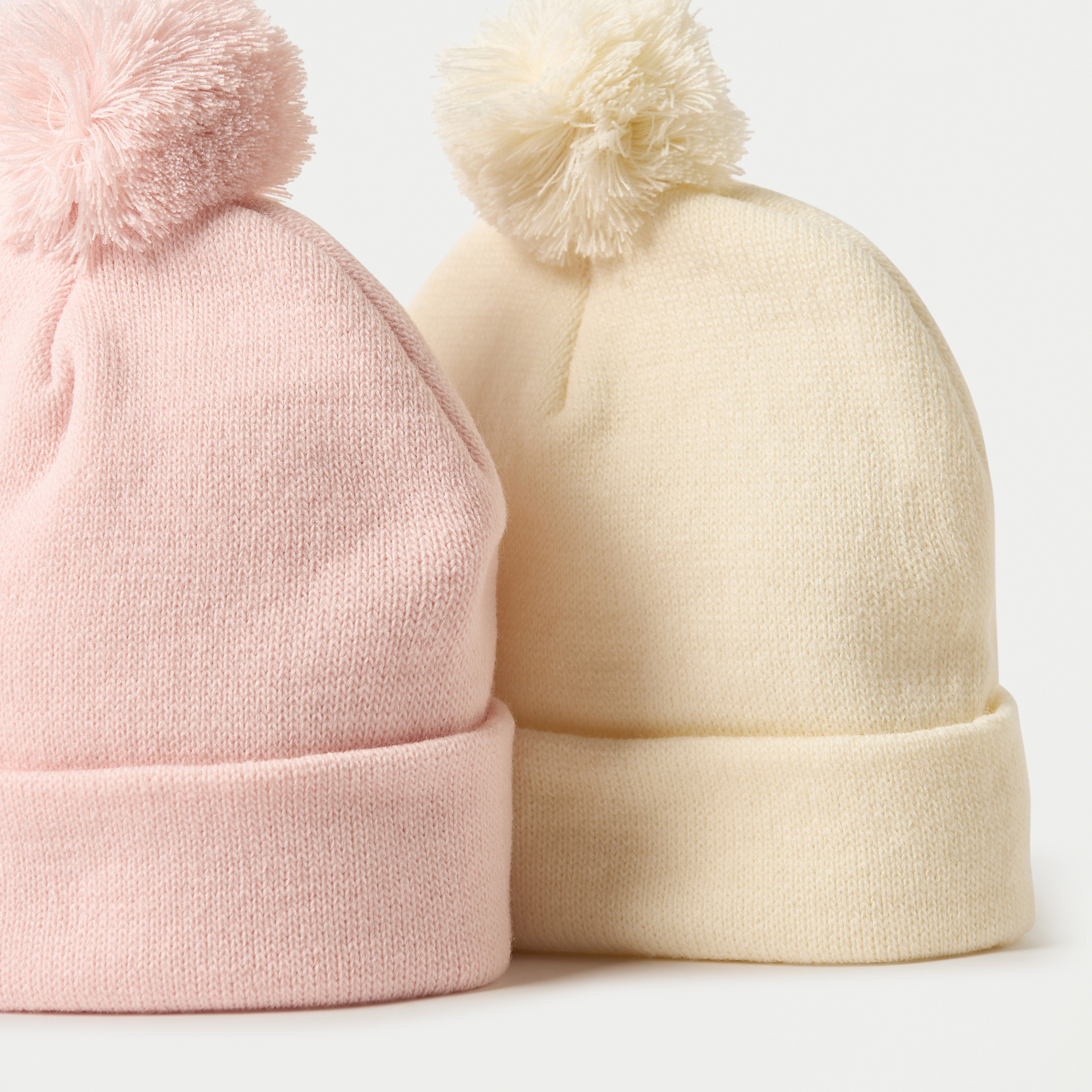 Juniors Solid Beanie Cap with Pom-Pom Detail - Set of 2-baby-girls-accessories-caps-image-5