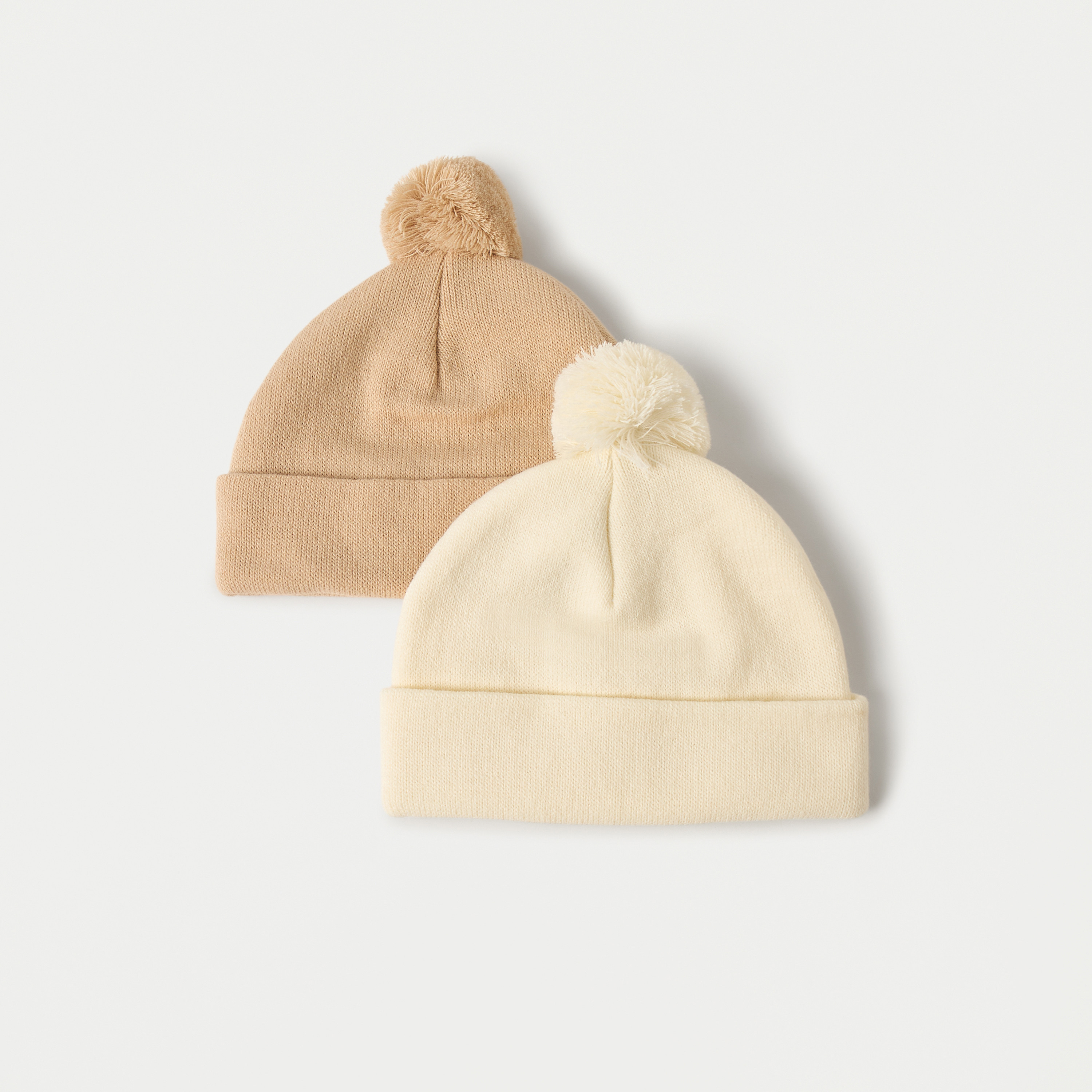 Juniors Solid Beanie Cap with Pom-Pom Detail - Set of 2-baby-boys-accessories-caps-image-1