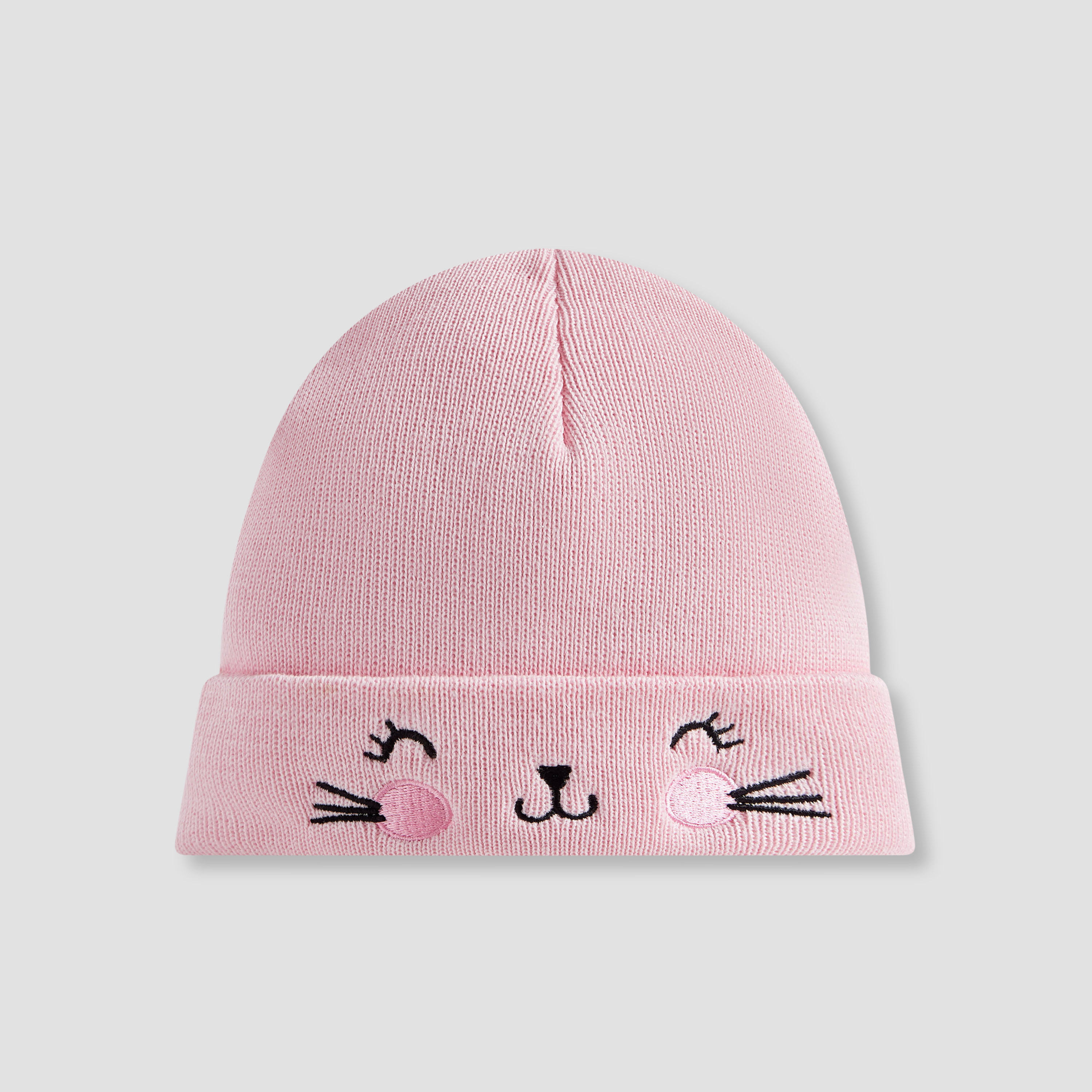 Juniors Girls Beanie with Embroidery - Cotton-baby-girls-accessories-caps-image-2
