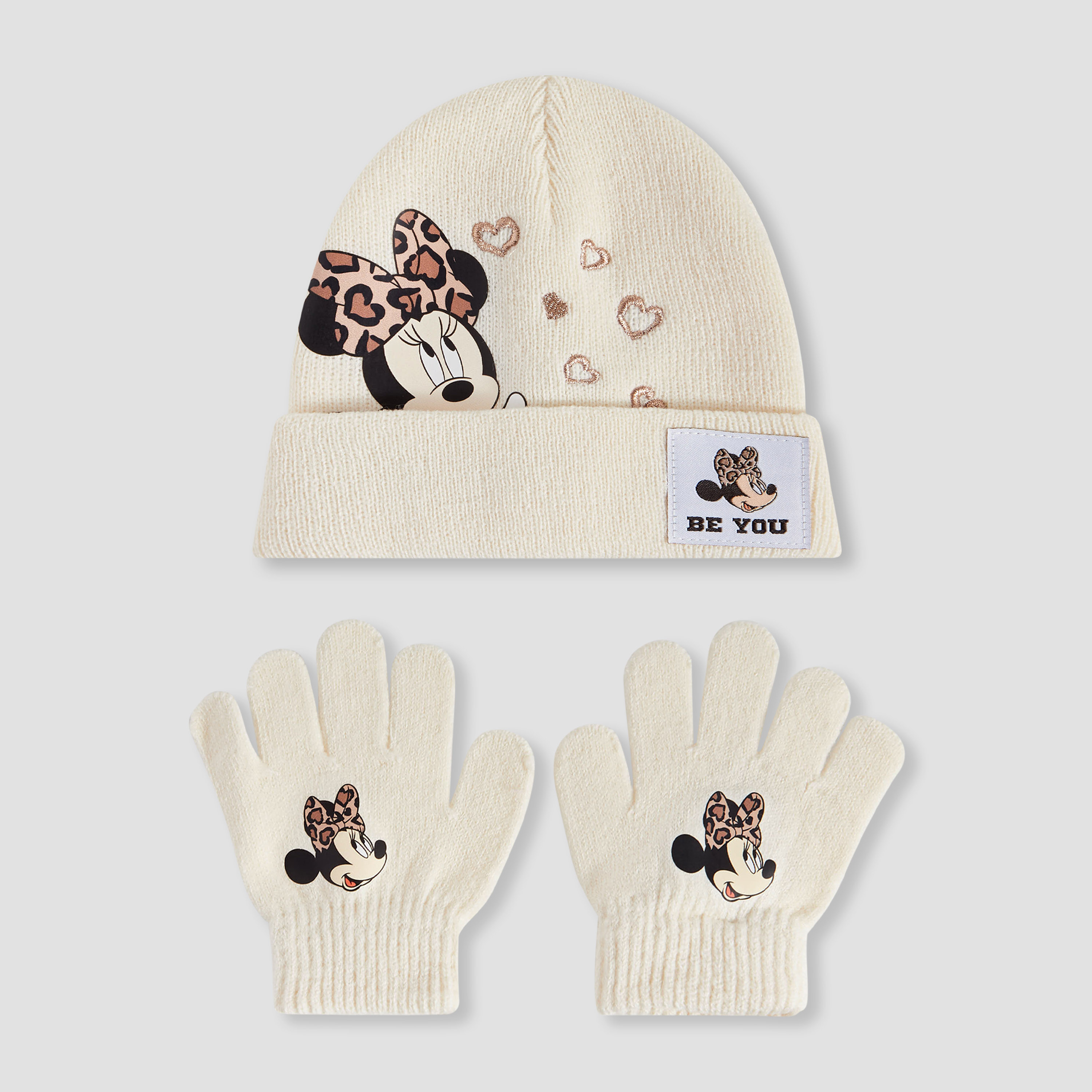 Disney Girls Winter Cap and Gloves with Minnie Mouse Print - Cotton-baby-girls-clothing-winterwear-winteraccessories-image-1