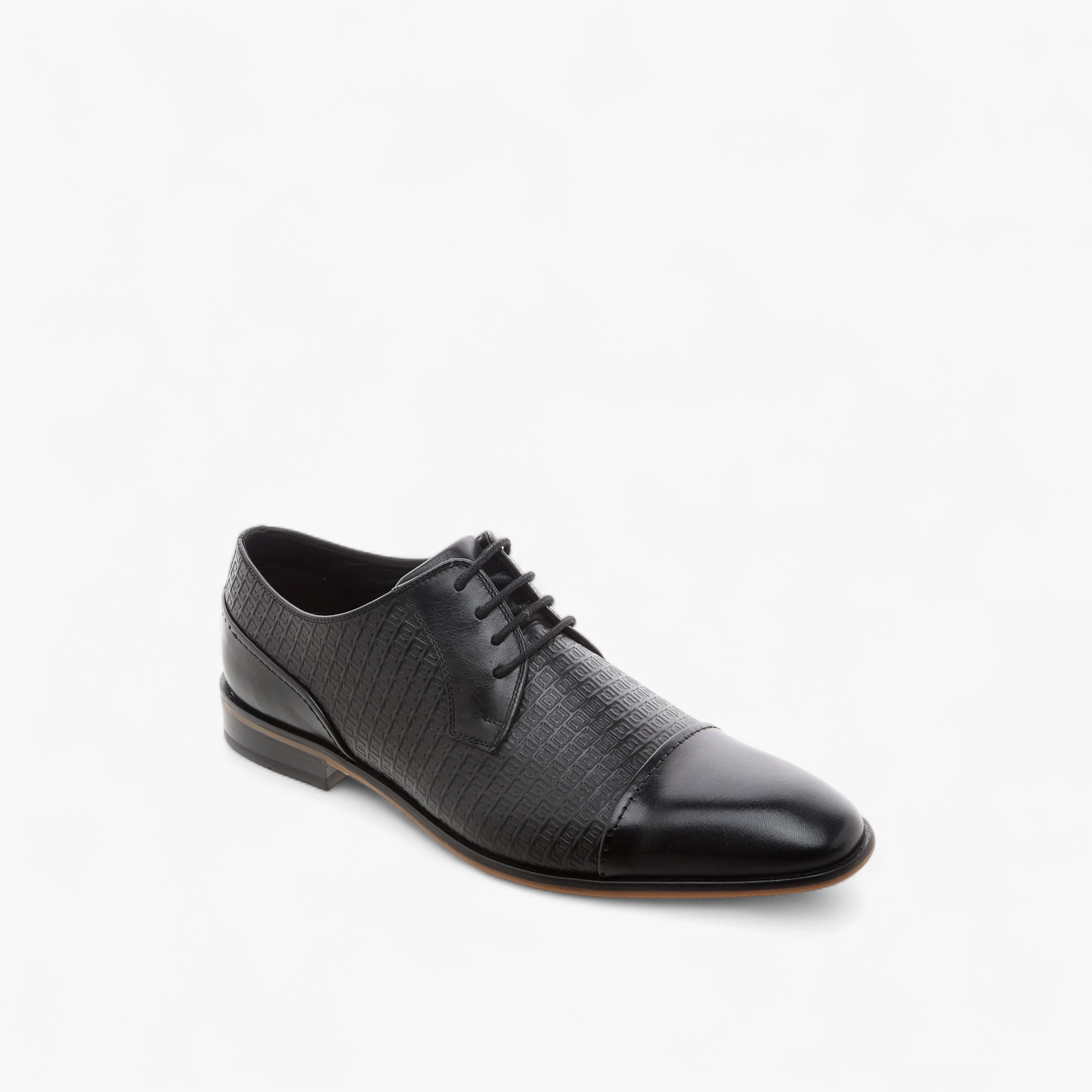 Duchini Men's Textured Derby Shoes with Lace-Up Closure-men-shoes-formalshoes-image-2