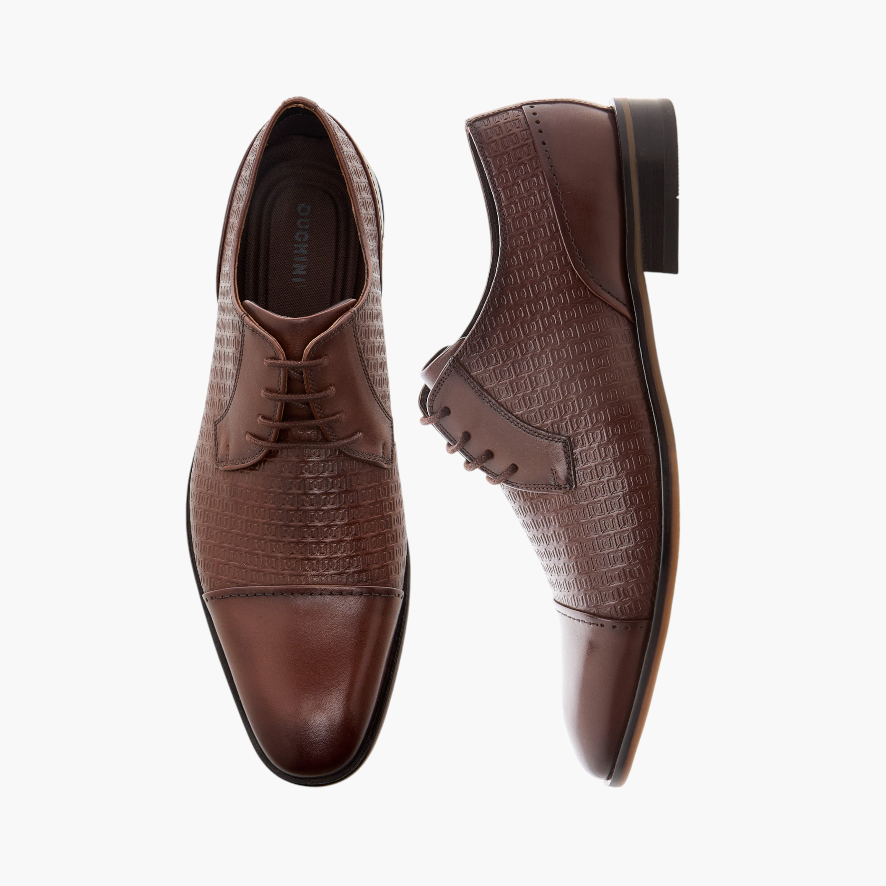 Duchini Men's Textured Derby Shoes with Lace-Up Closure-men-shoes-formalshoes-image-1