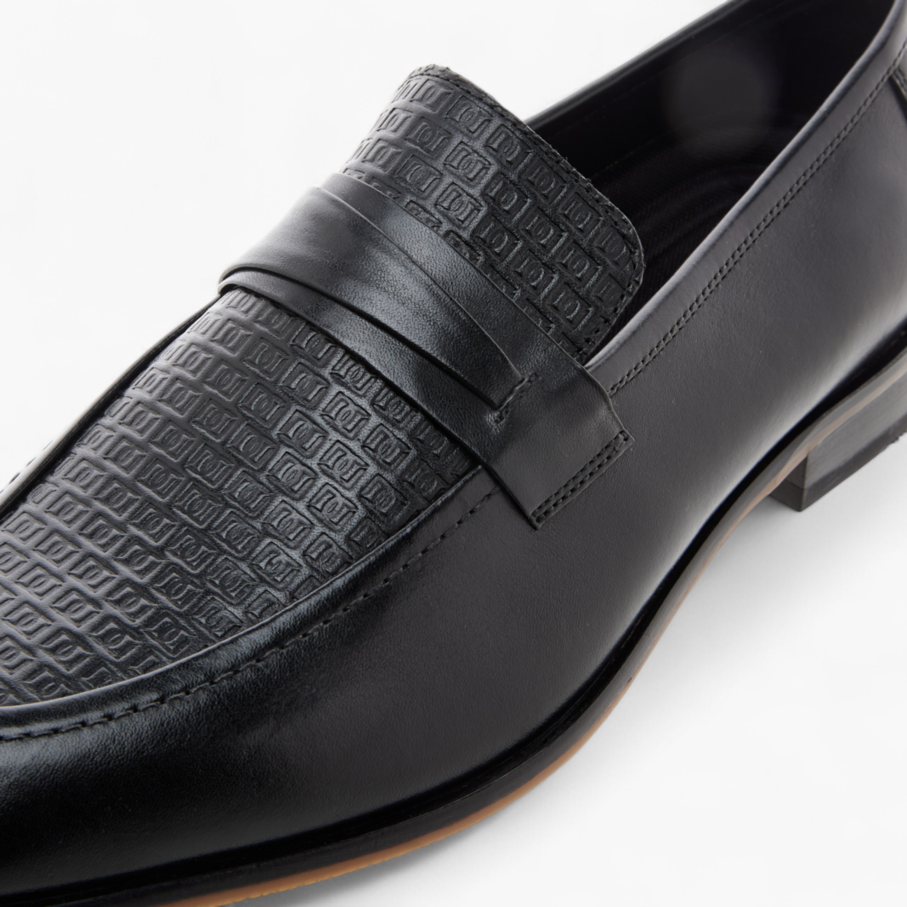 Duchini Men's Textured Slip-On Loafers-men-shoes-loafersandmoccasins-image-4