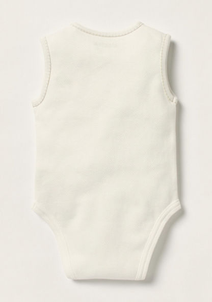 Giggles Textured Sleeveless Bodysuit with Button Closure