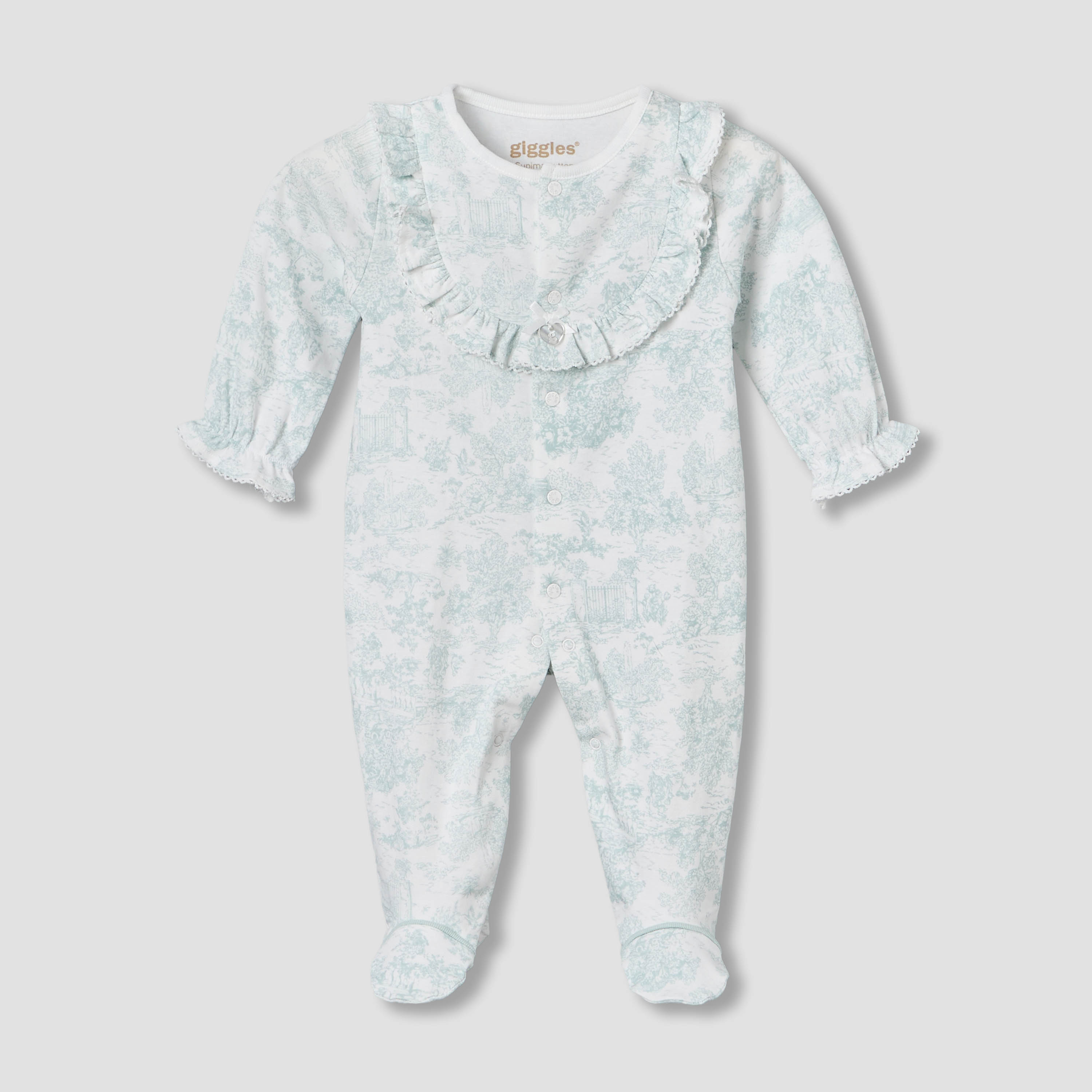 Giggles Cotton Round Neck Long Sleeve Sleepsuit with Ruffle Design-baby-girls-clothing-nightwear-sleepsuits-image-2