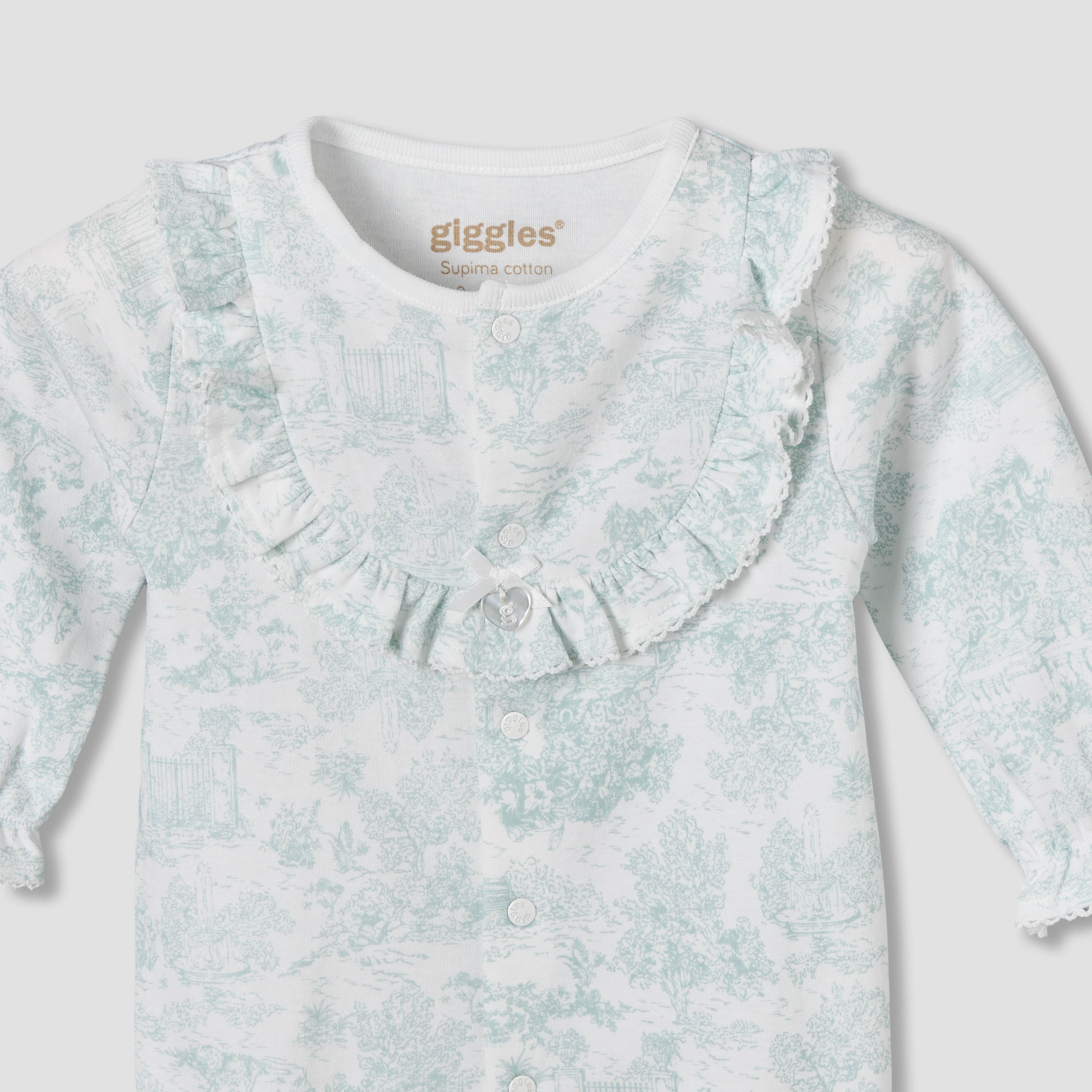 Giggles Cotton Round Neck Long Sleeve Sleepsuit with Ruffle Design-baby-girls-clothing-nightwear-sleepsuits-image-4